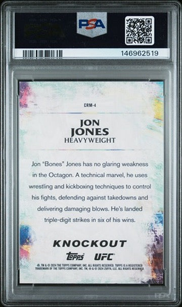 2024 Topps UFC Knockout Jon Jones Craftmasters-Purple PSA 8 (Pop 1)
