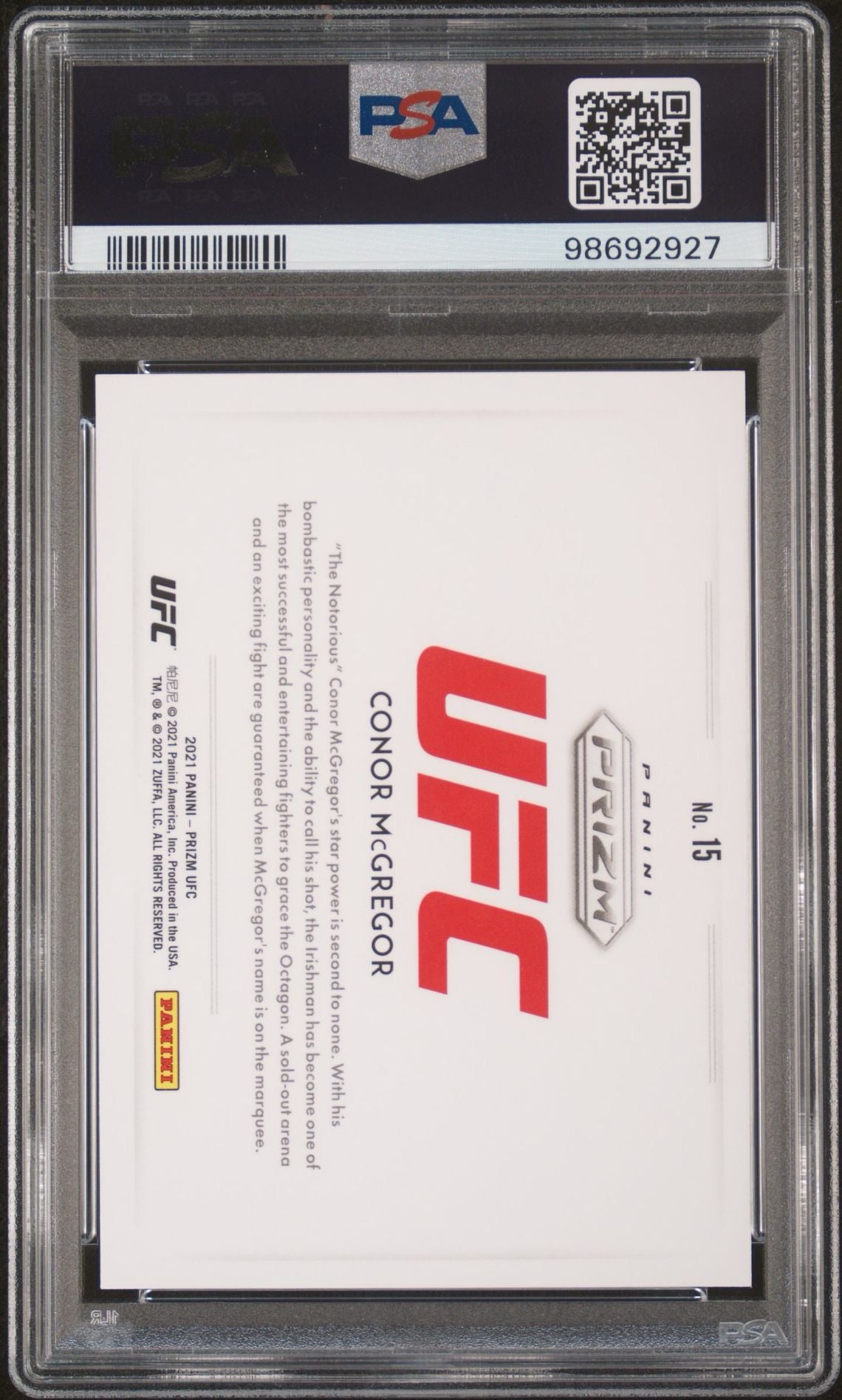 2021 Panini Prizm UFC Color Blast Conor McGregor #15 PSA 10