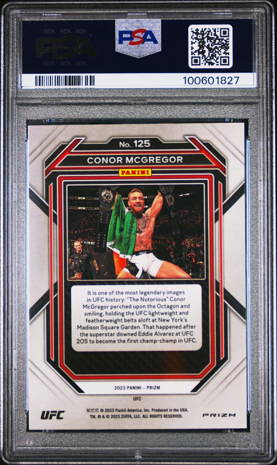2023 Panini Prizm UFC Conor McGregor White Sparkle #125 PSA 10
