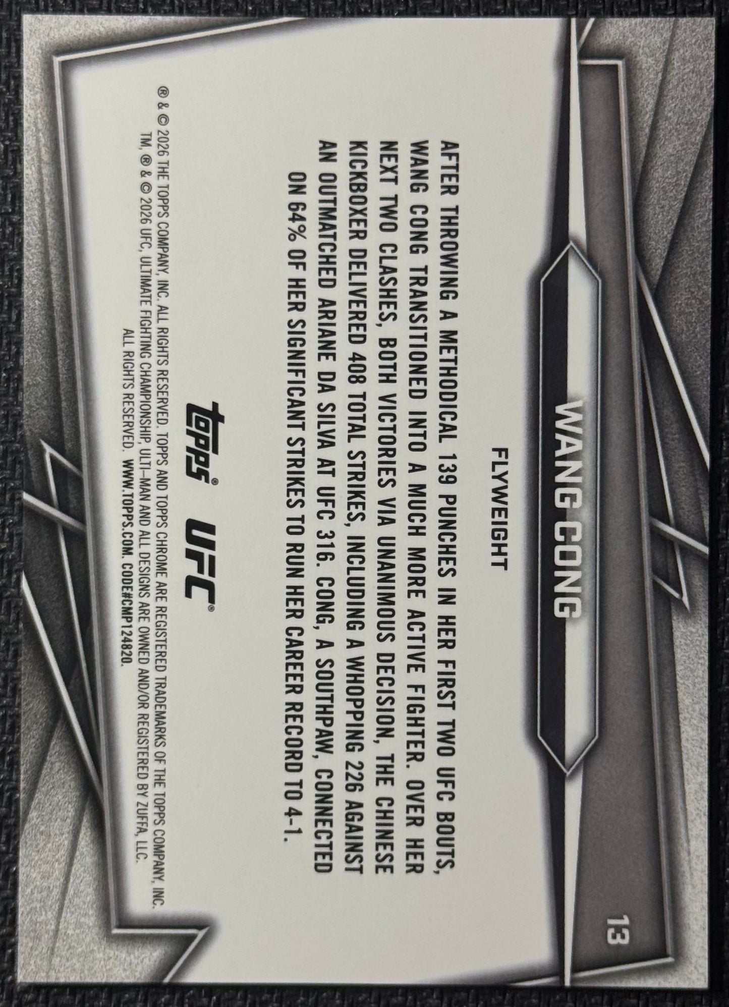 2026 Topps Chrome UFC Wang Cong Rookie Purple Geometric #/10