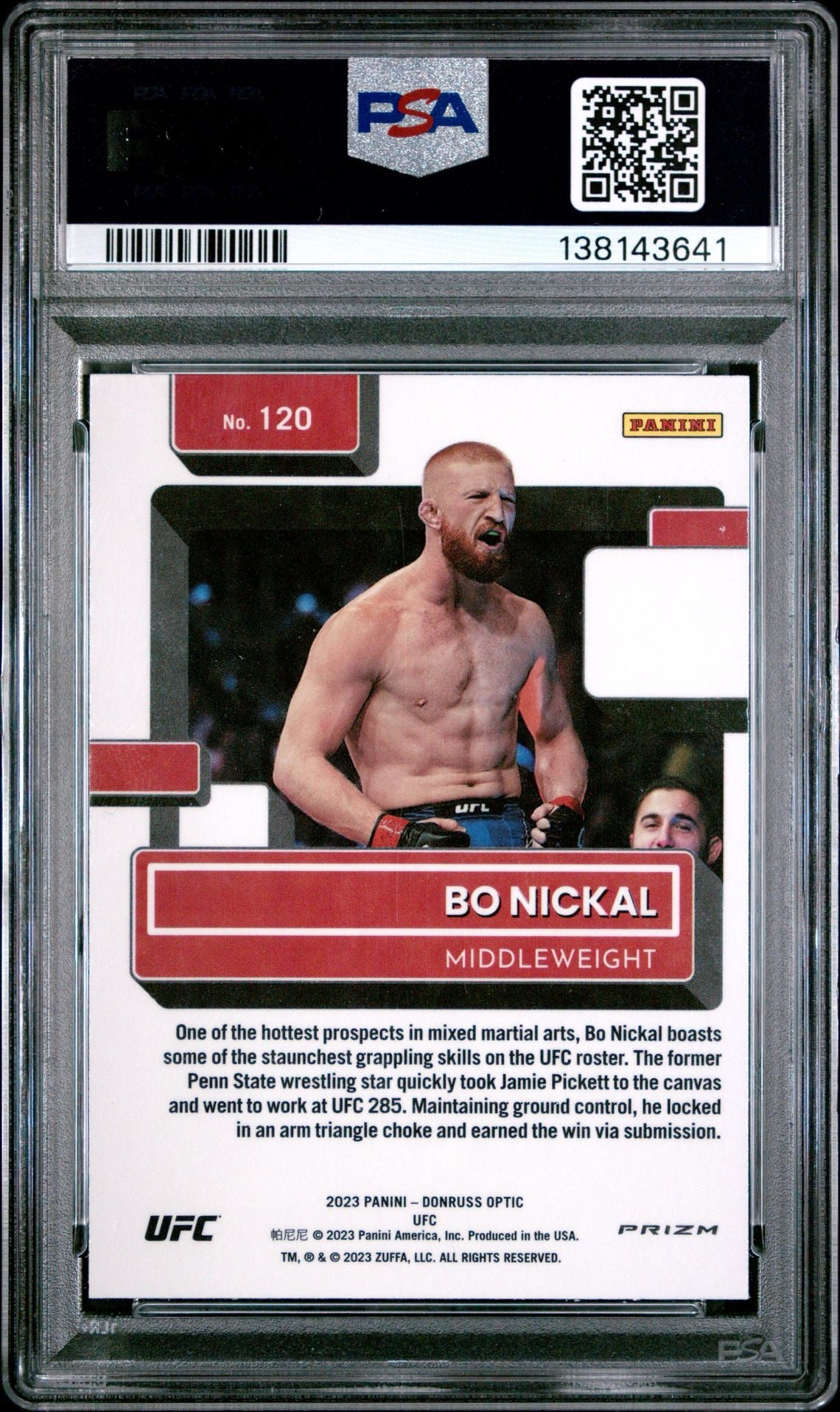 2023 Donruss Optic UFC Bo Nickal Rated Rookie Holo PSA 10