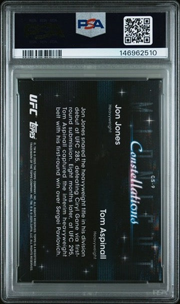 2025 Topps Midnight Jon Jones/Tom Aspinall Constellations Dusk #/75 PSA 8