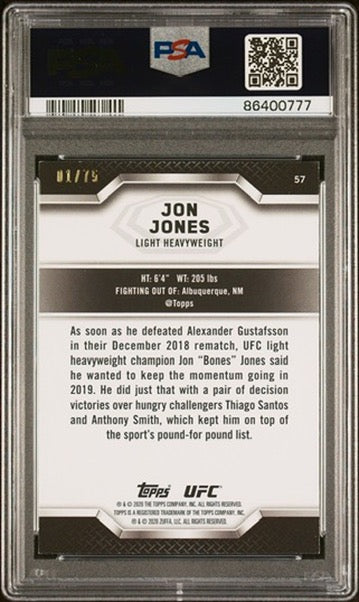 2020 Topps UFC Knockout Jon Jones Blue #/75 PSA 8 (Pop 1)