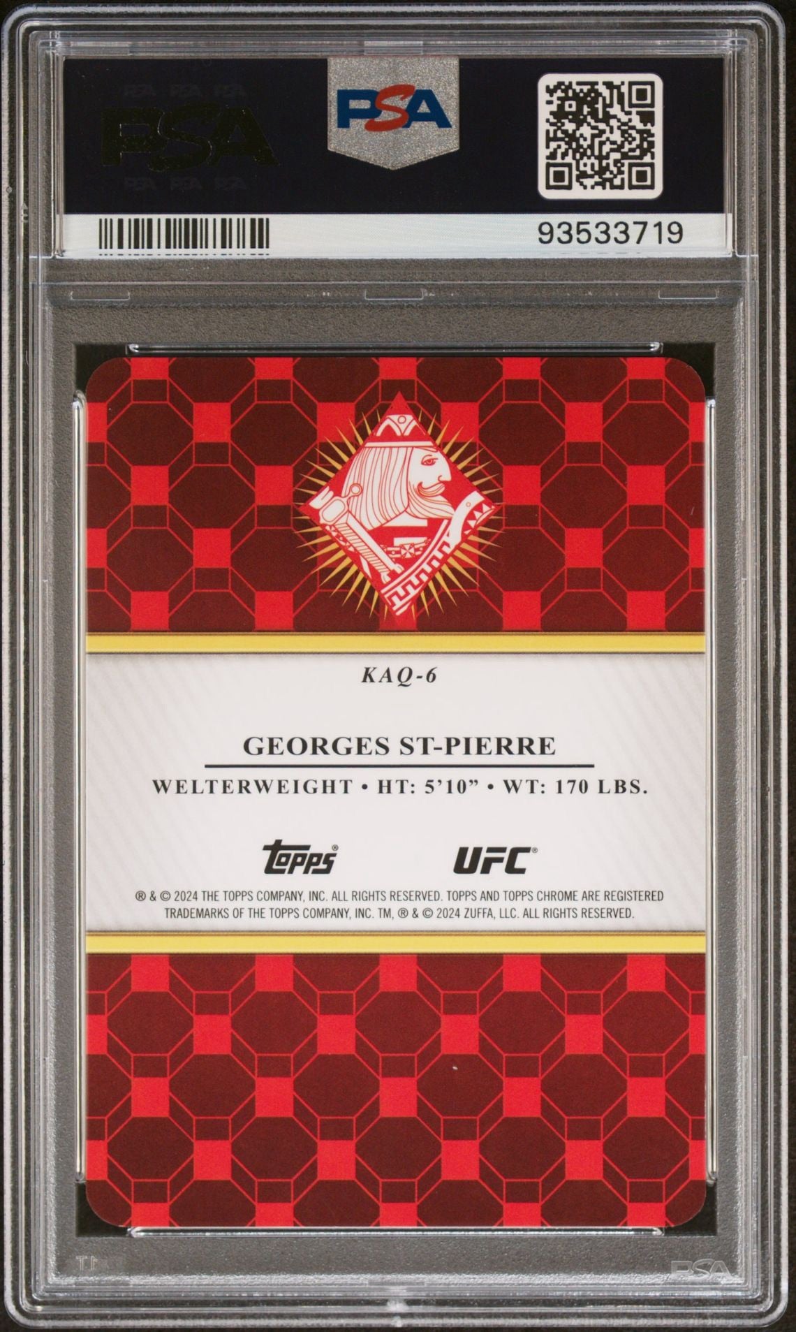 2024 Topps Chrome UFC Georges St-Pierre Kings & Queens #KAQ6 PSA 10