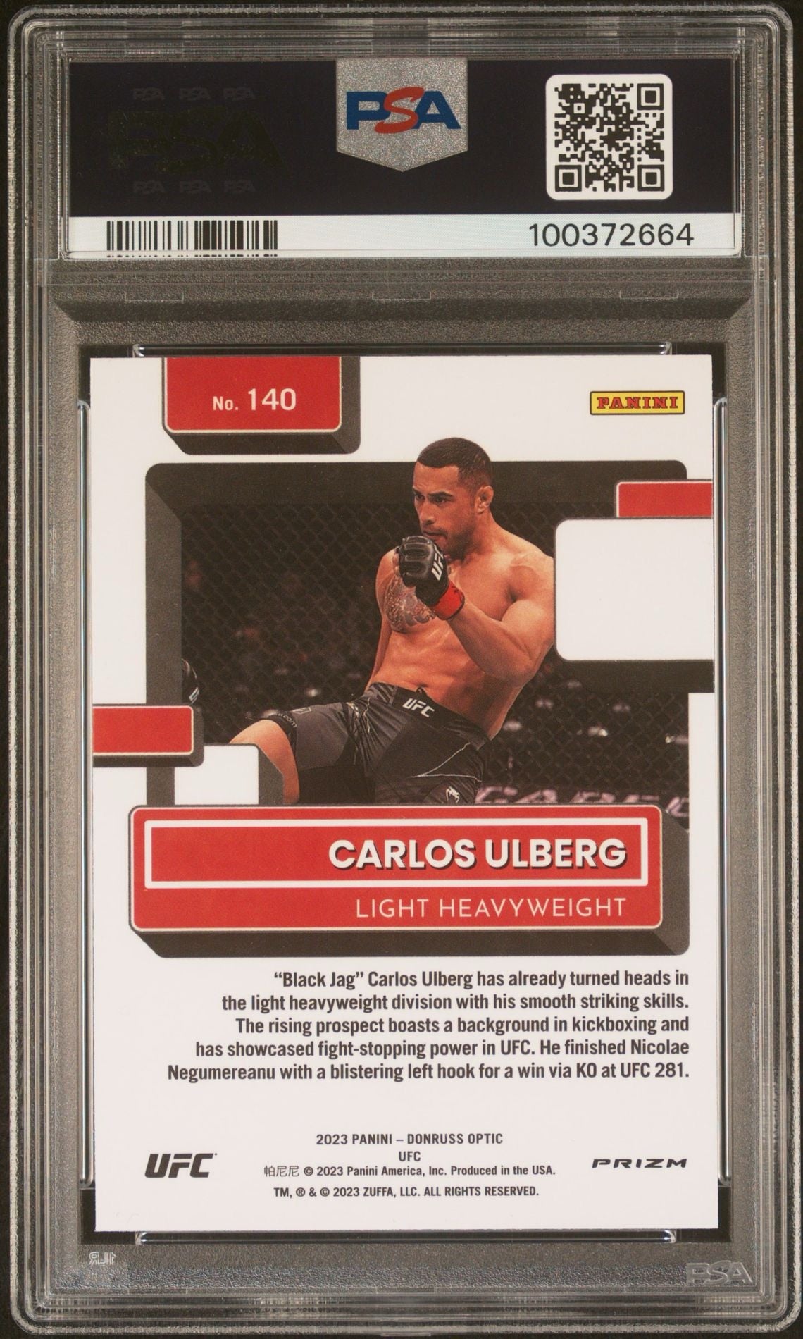 2023 Donruss Optic UFC Carlos Ulberg White Sparkle Rated Rookie PSA 9