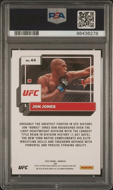 2023 Donruss UFC Jon Jones Holo Blue Laser #/49 PSA 8