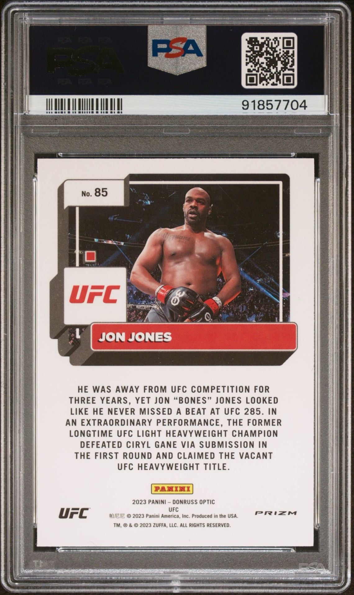 2023 Panini Donruss Optic UFC Jon Jones White Sparkle PSA 10