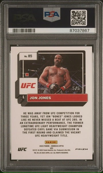 2023 Donruss Optic UFC Jon Jones Green 5/5 PSA 9