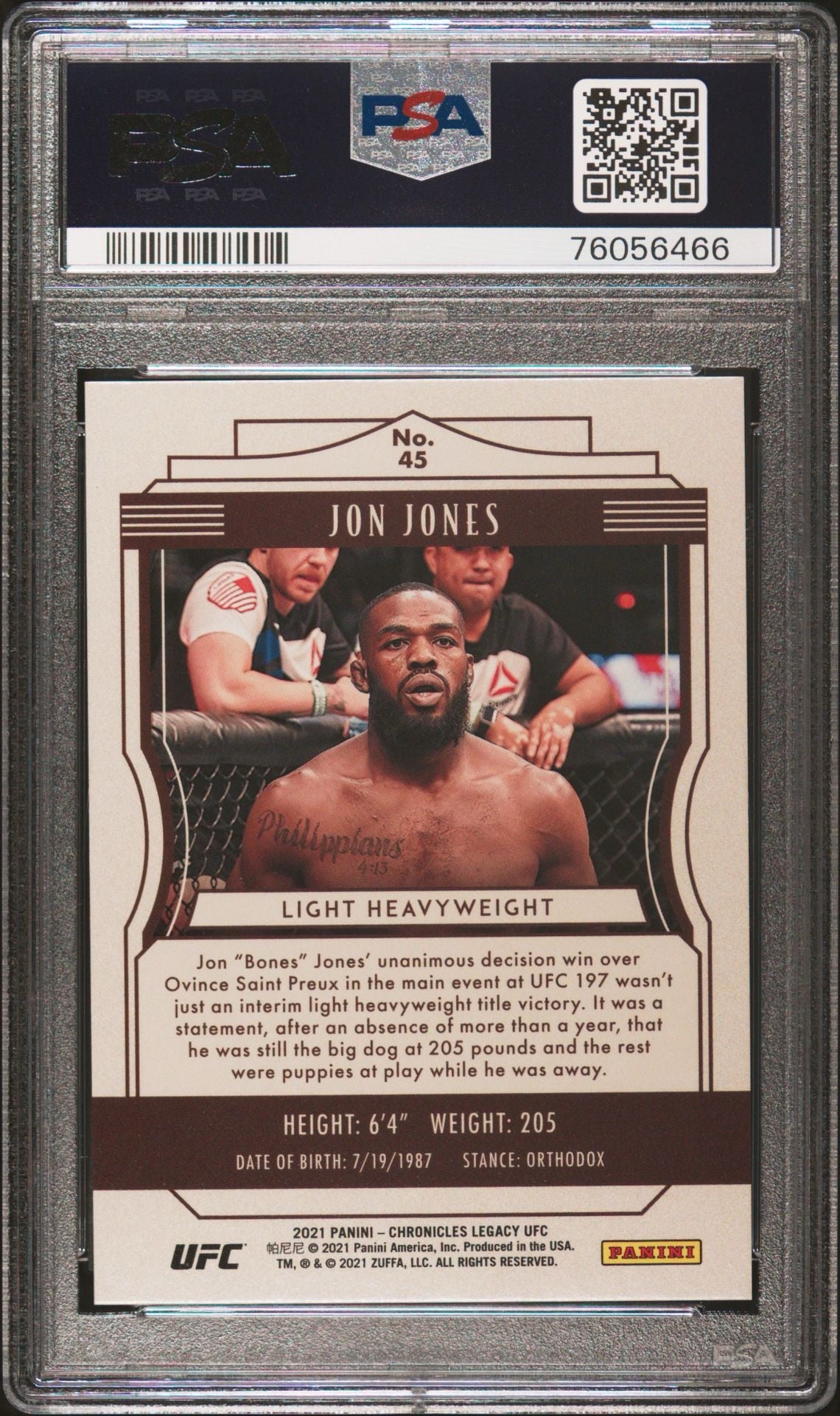 2021 Panini Chronicles UFC Jon Jones Legacy Red Asia Tmall #/88 PSA 10