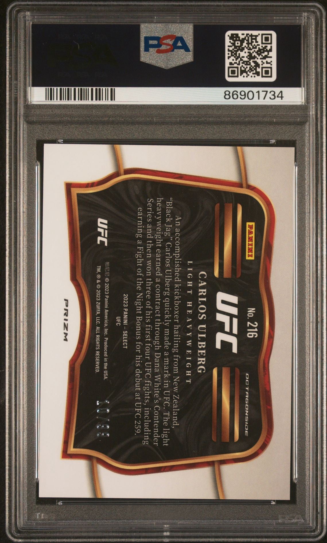 2023 Select UFC Carlos Ulberg Red Disco Ocatgonside #/99 PSA 10