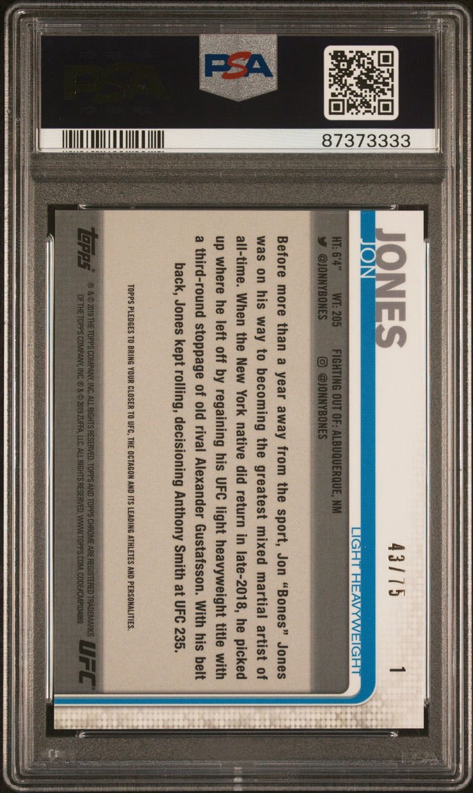 2019 Topps Chrome UFC Jon Jones Blue Wave Refractor #/75 PSA 9