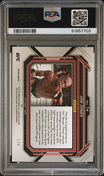 2023 Prizm UFC Jon Jones Octagon Prizm #/8 PSA 9 (Pop 1)