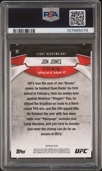 2012 Finest UFC Jon Jones Gold Refractor #/88 PSA 8