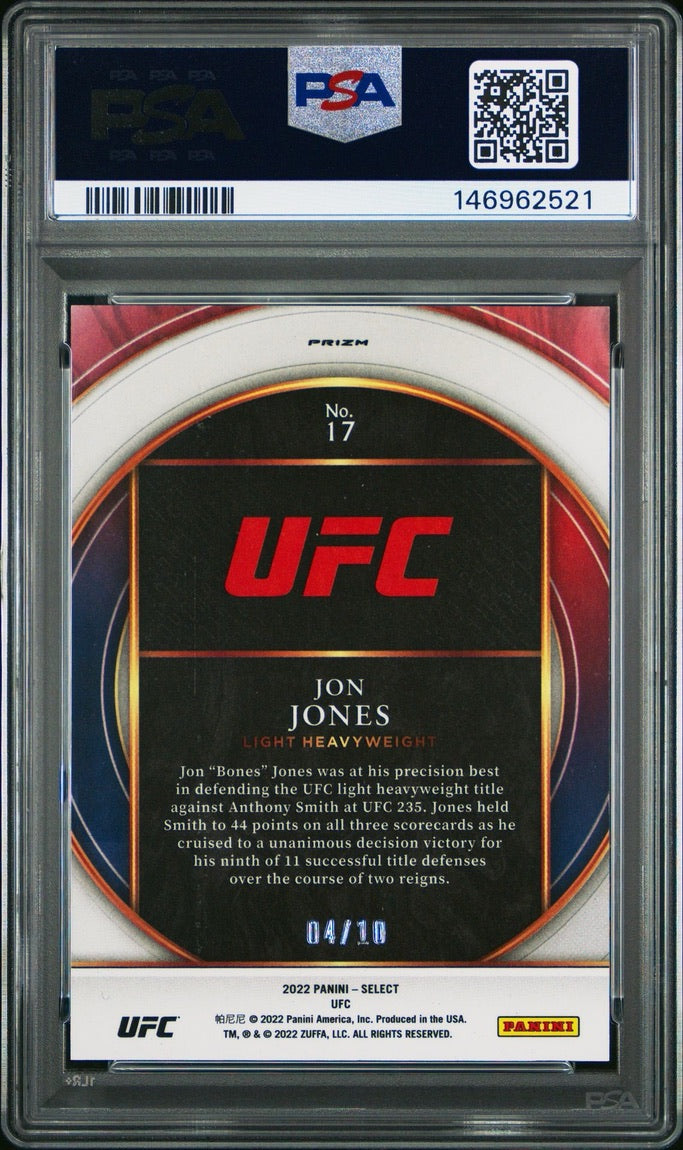 2022 Select UFC Jon Jones Select Numbers Gold Flash #/10 PSA 9
