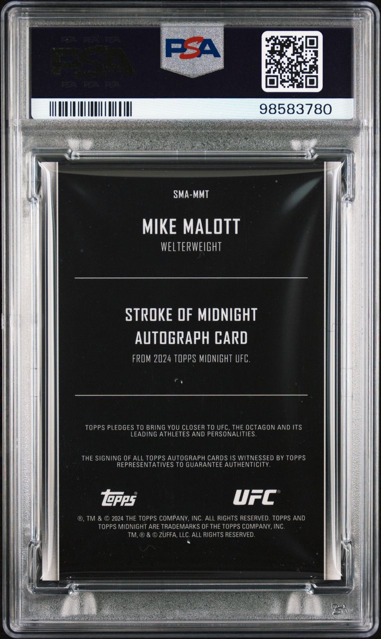 2024 Topps Midnight Mike Mallott Stroke of Midnight Auto Purple Shimmer #/12 PSA 9