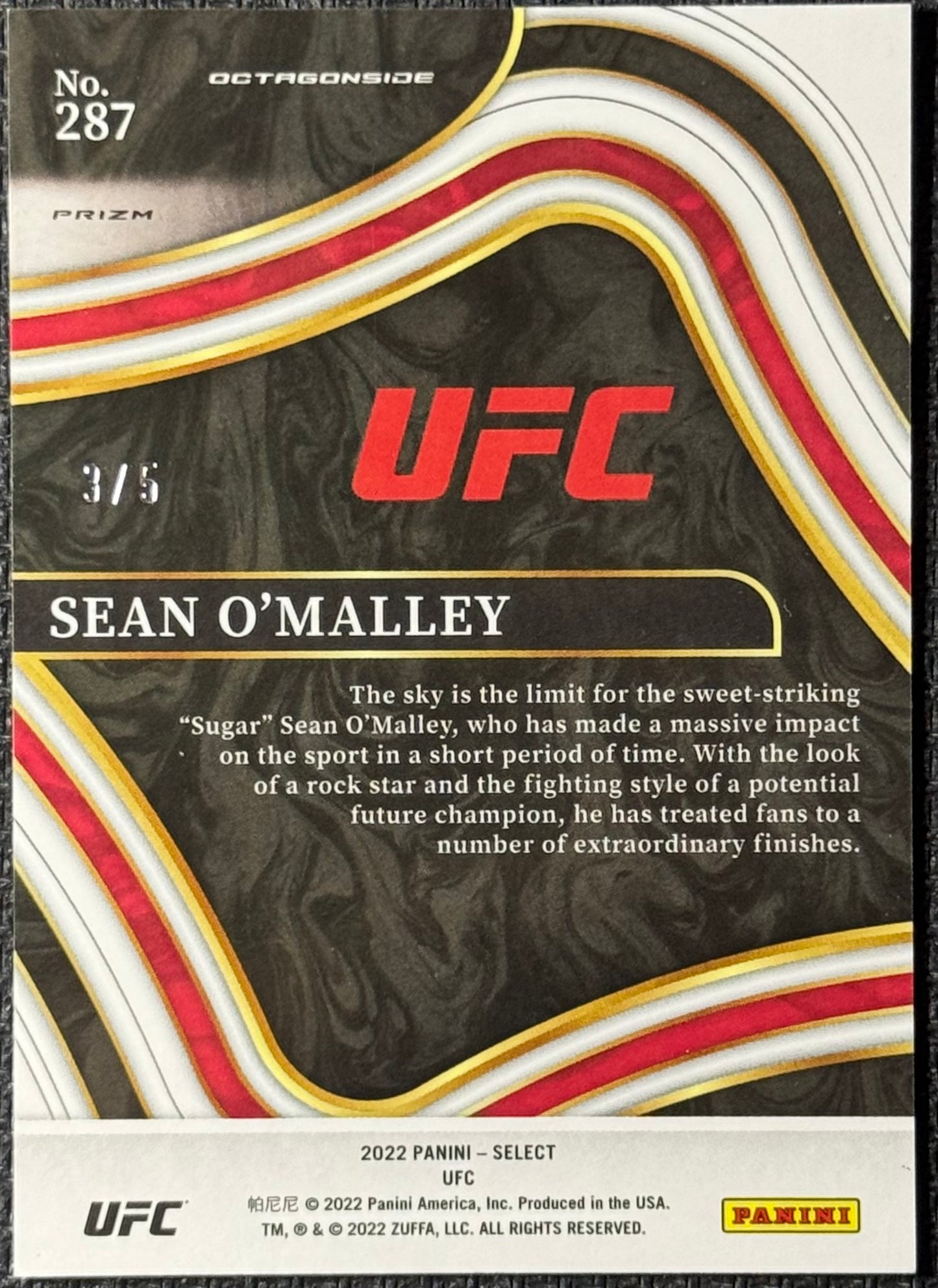 2022 Panini Select UFC Sean O'Malley Green Disco Octagonside #/5