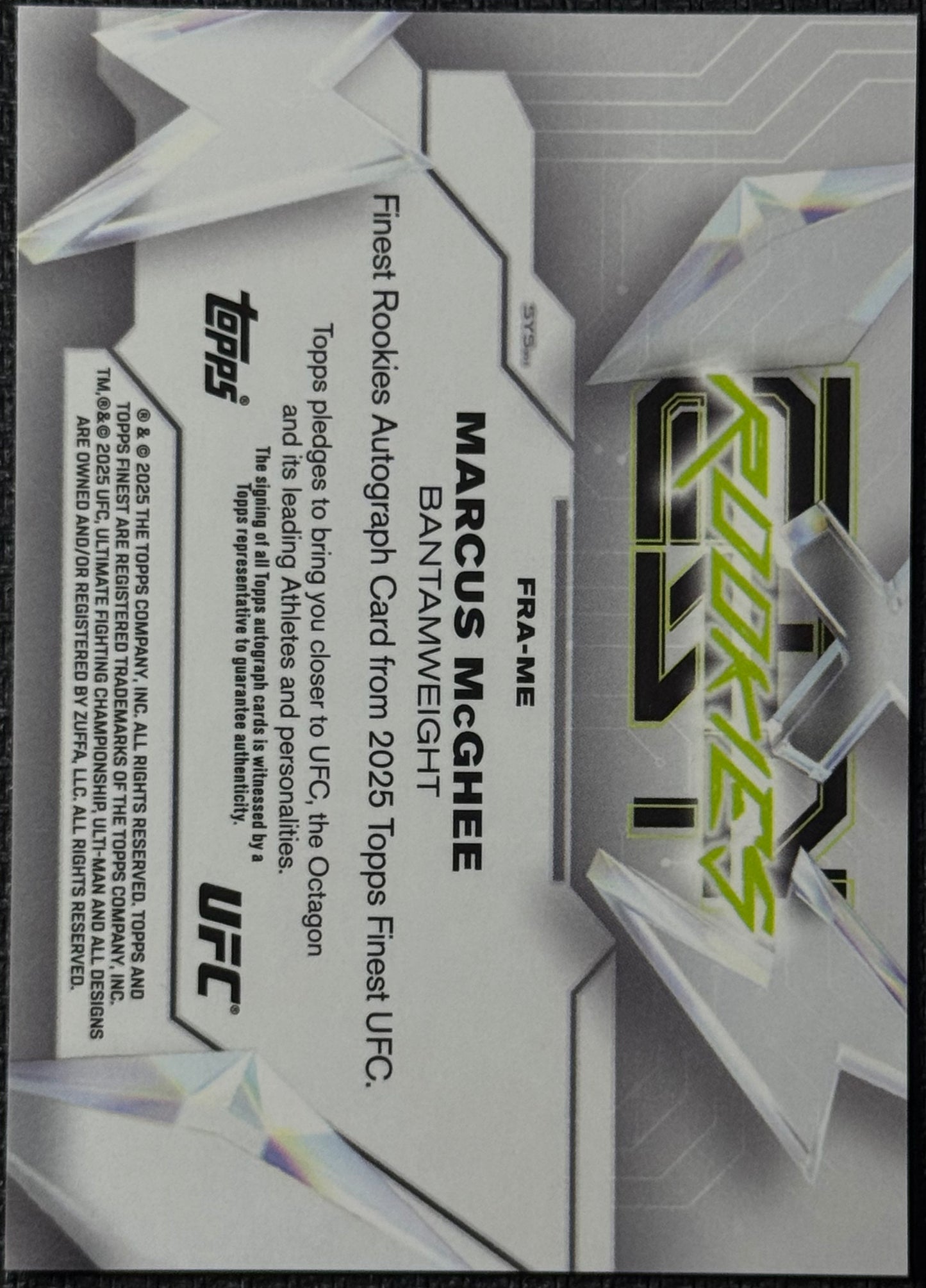 2025 Topps Finest UFC Marcus McGhee Gold Refractor Rookie Auto #/50
