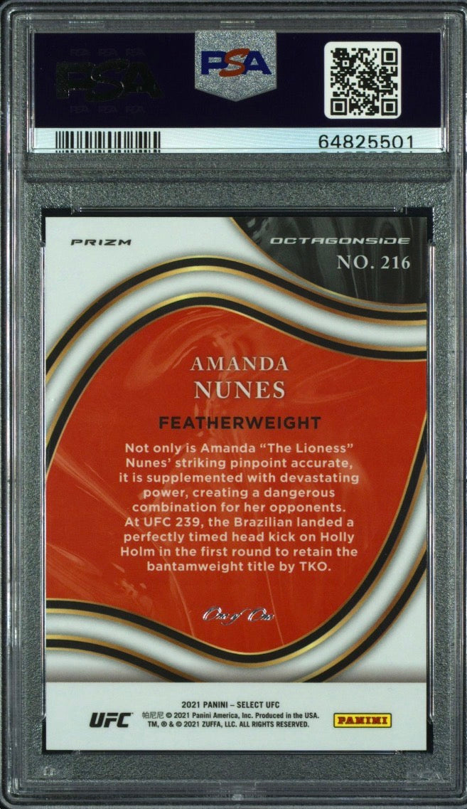 2021 Select UFC Amanda Nunes Black Disco Octagonside 1/1 PSA 9