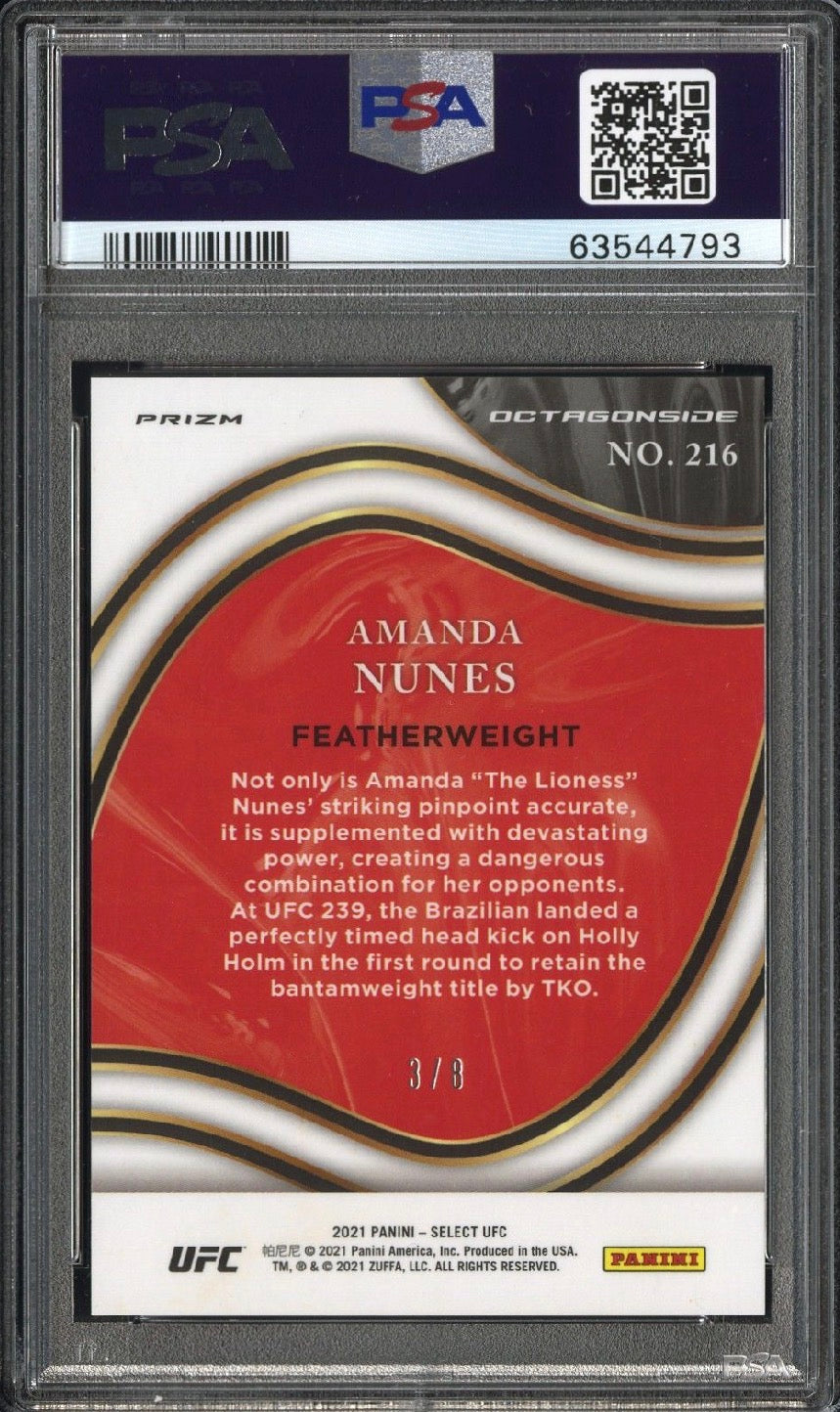 2021 Select UFC Amanda Nunes Lucky Envelopes Octagonside #/8 PSA 10