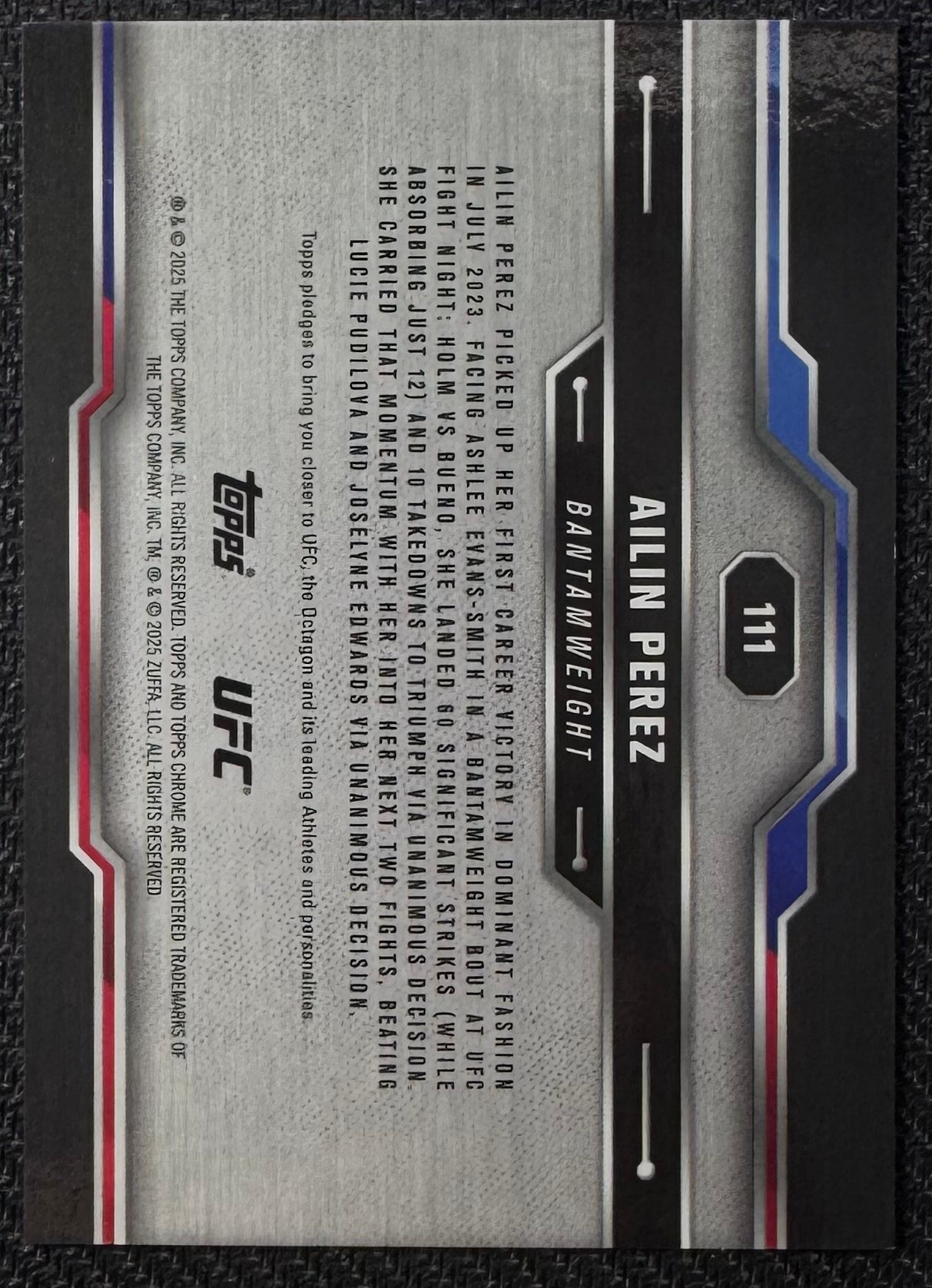 2025 Topps Chrome UFC Ailin Perez Black Refractor #/10