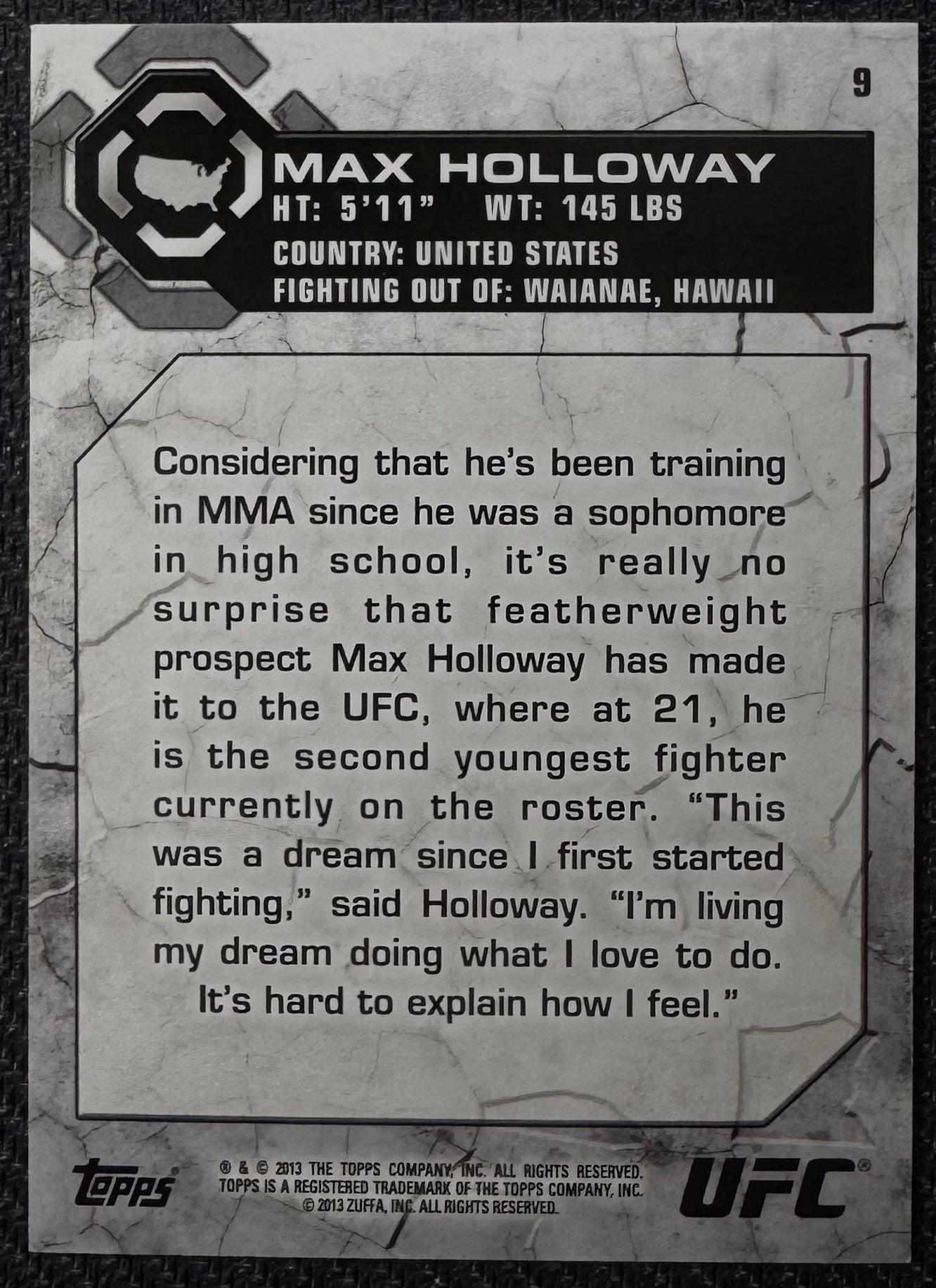 2013 Topps UFC Bloodlines Max Holloway Ruby Rookie #/8