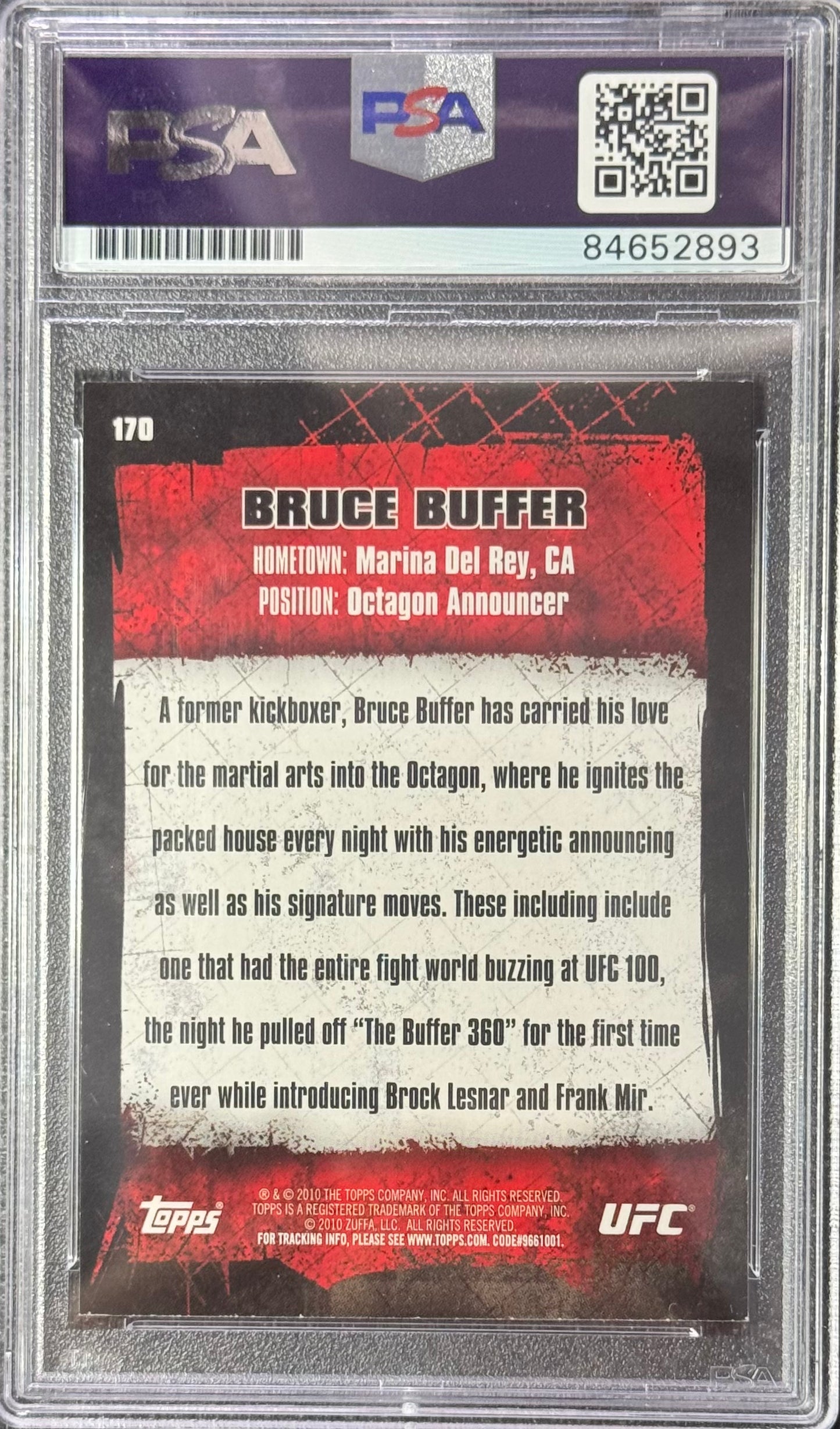 2010 Topps UFC Bruce Buffer Signed On Card Red Ink Auto Octagon Announcer PSA/DNA