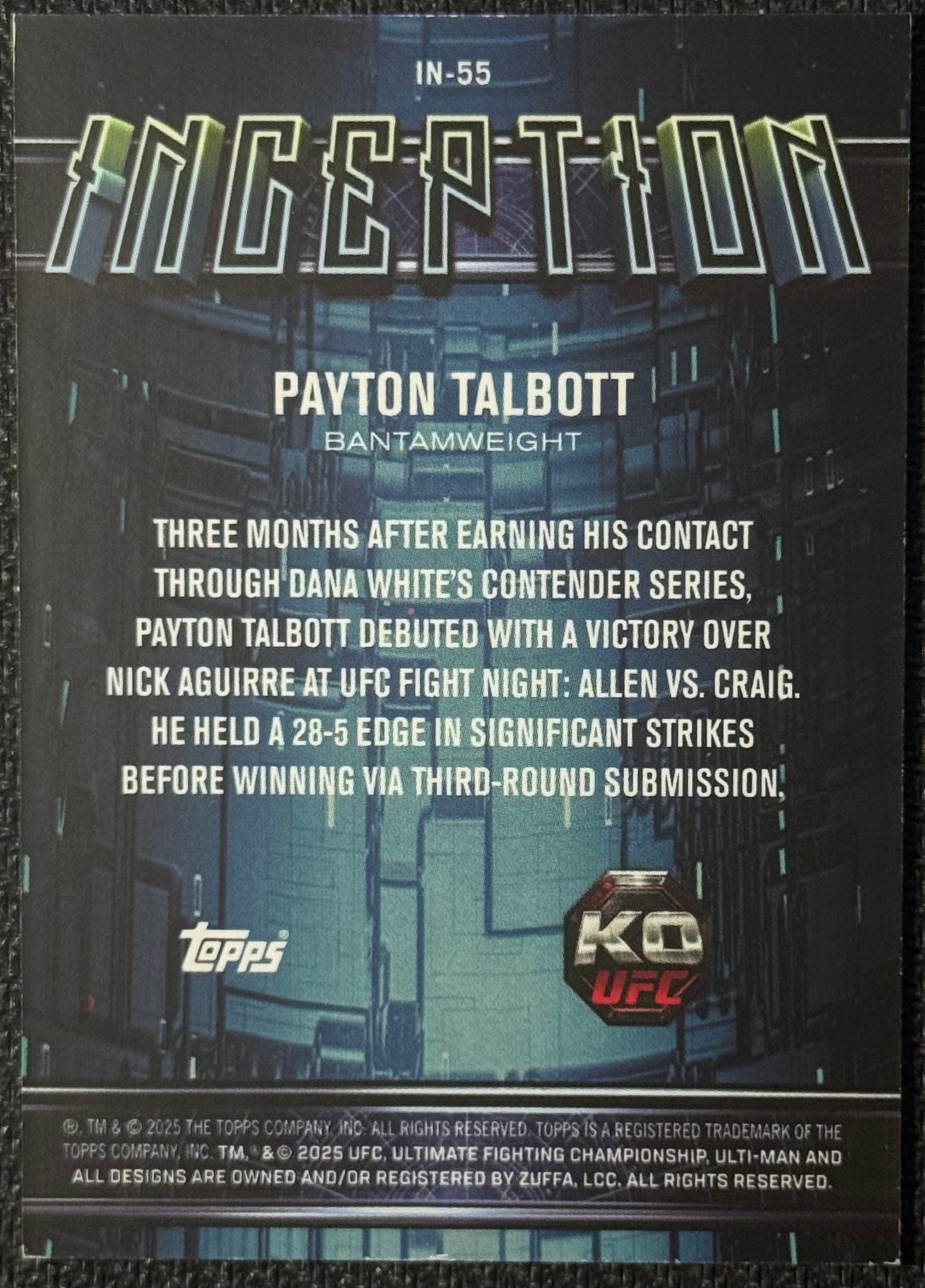 2025 Topps Knockout UFC Payton Talbott Inception Gold #/8