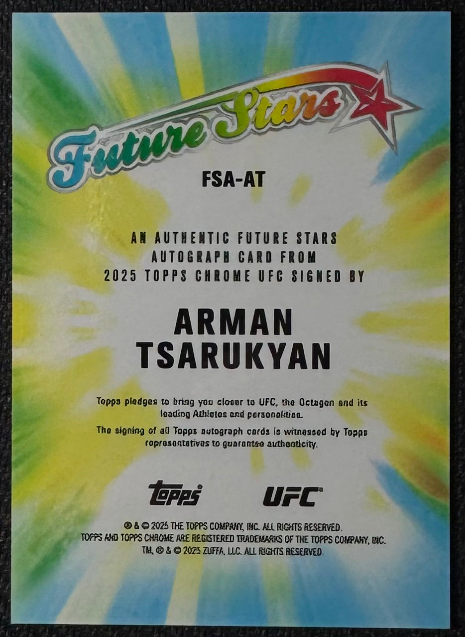 2025 Topps Chrome UFC Future Stars Autographs Arman Tsarukyan #FSA-AT Aqua Geometric