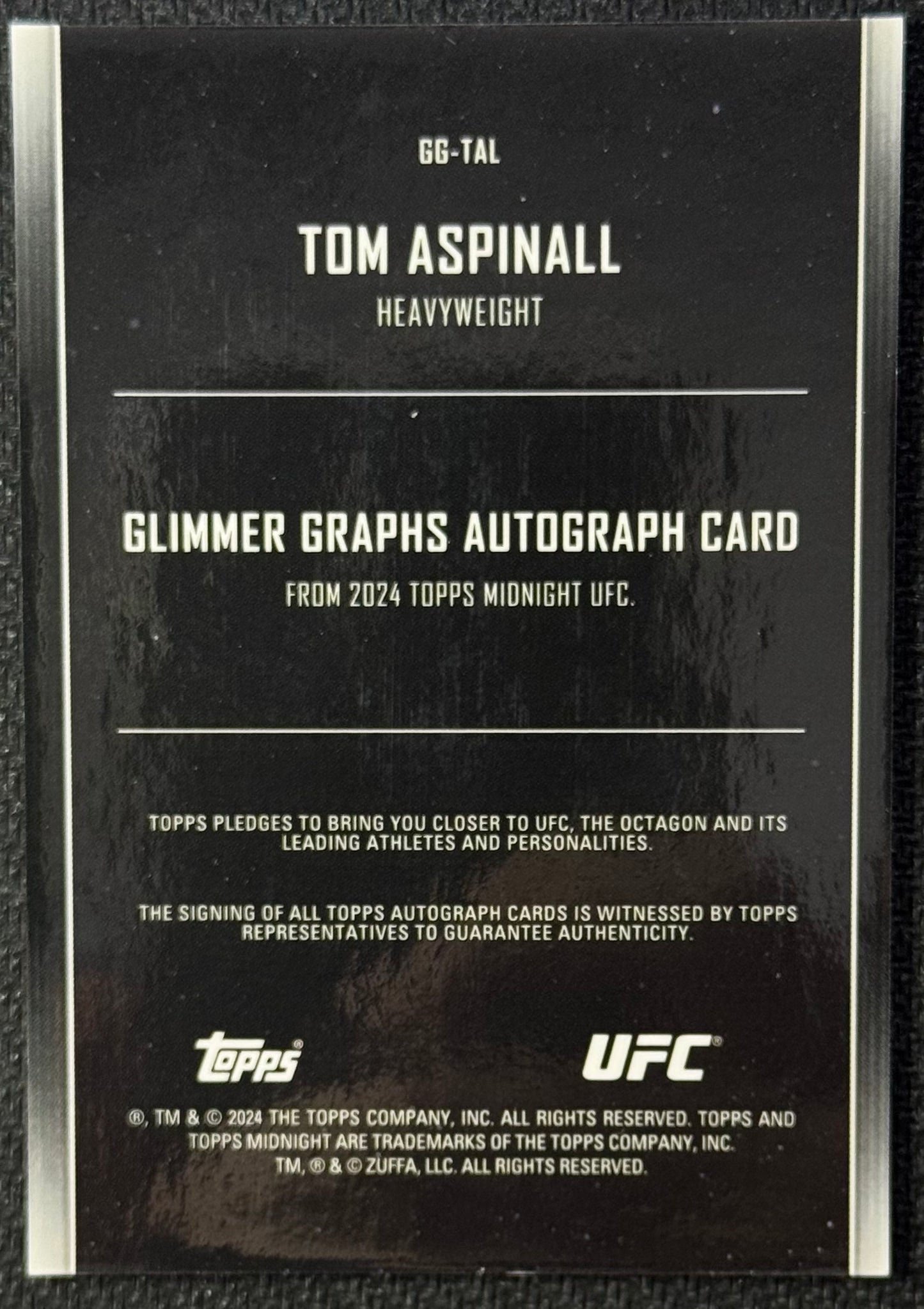 2024 Topps Midnight UFC Tom Aspinall auto #GG-TAL