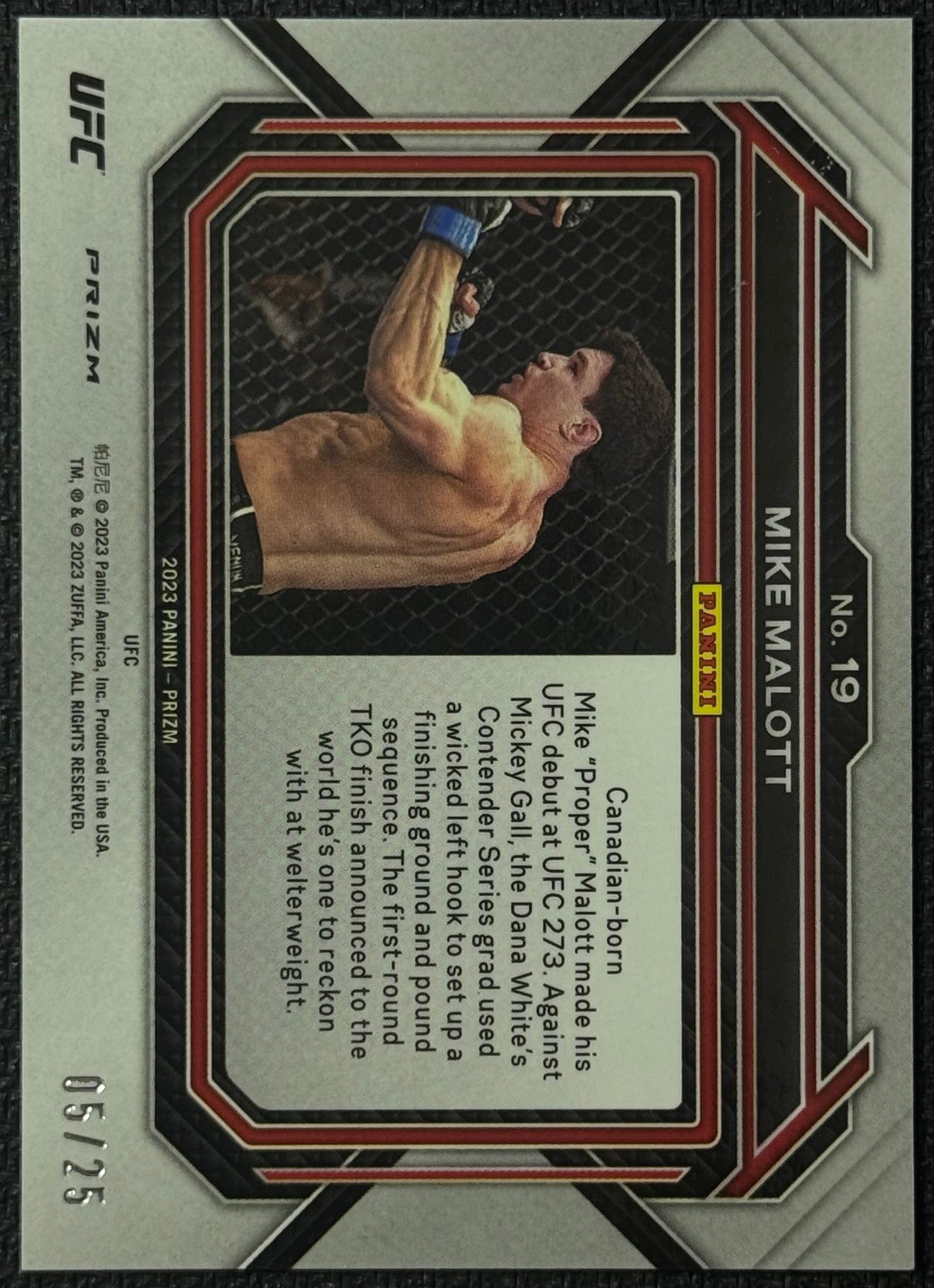 2023 Panini Prizm UFC Mike Malott Green Pulsar #/25