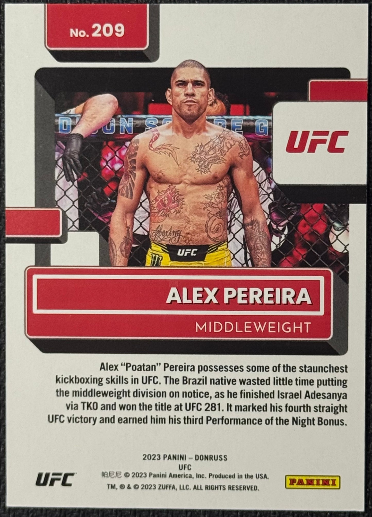 2023 Donruss UFC Alex Pereira Rated Rookie Purple Laser #/99