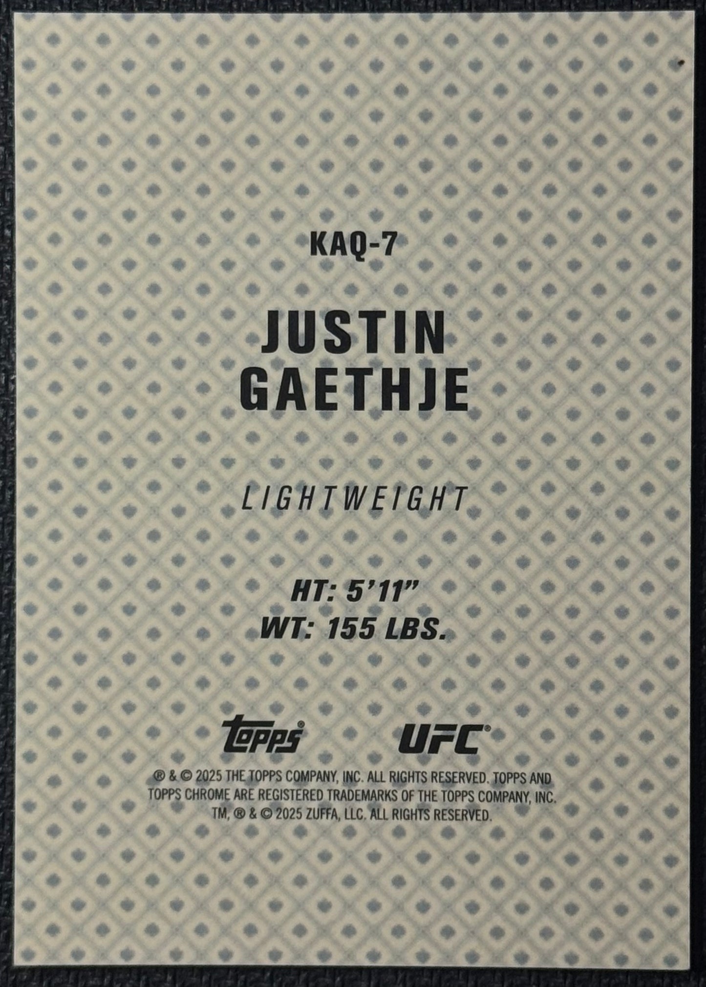 2025 Topps Chrome UFC Justin Gaethje Kings and Queens #KAQ-7