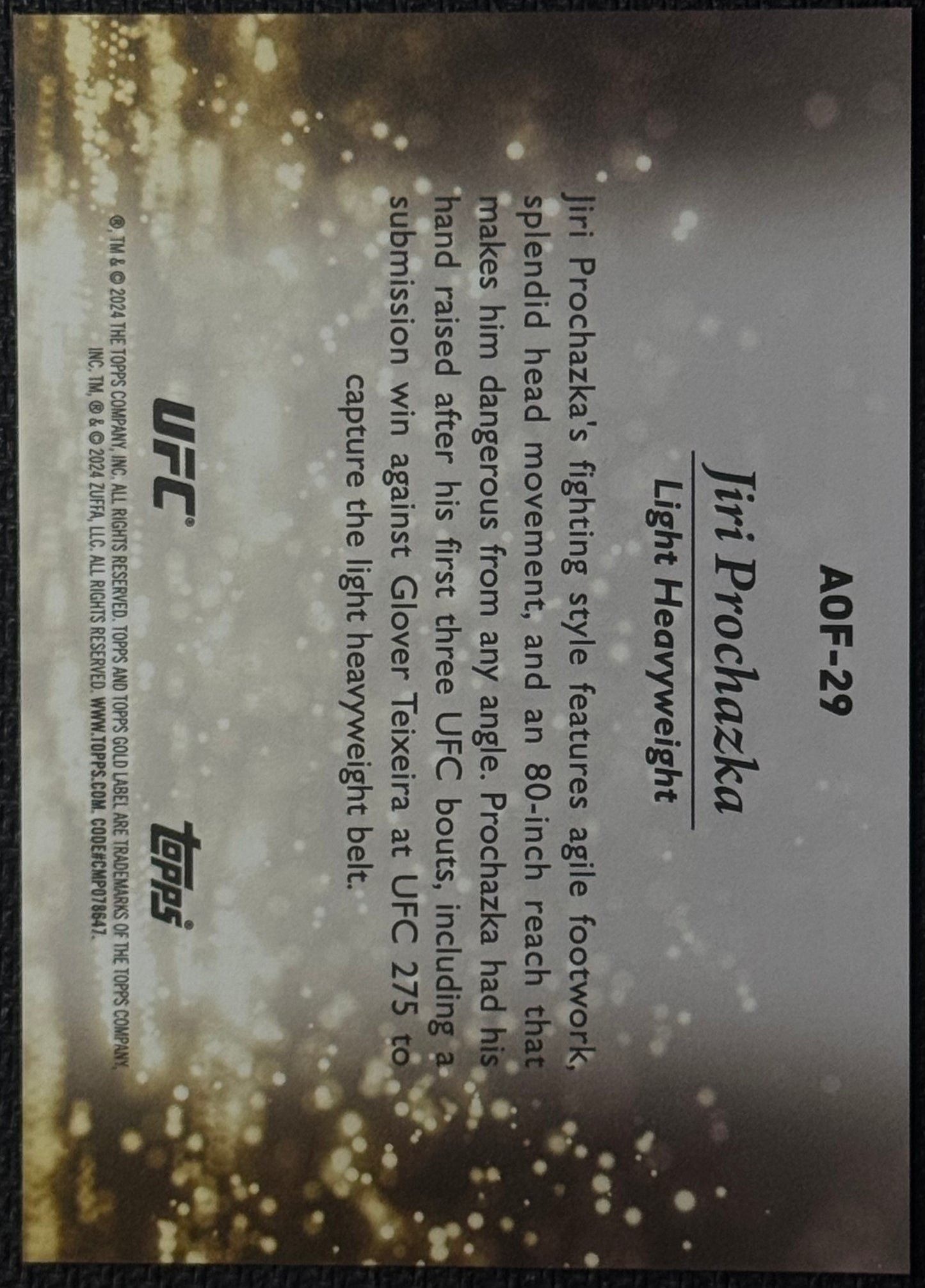 2024 Topps Gold Label UFC Art of Fighting Jiri Prochazka #AOF-29