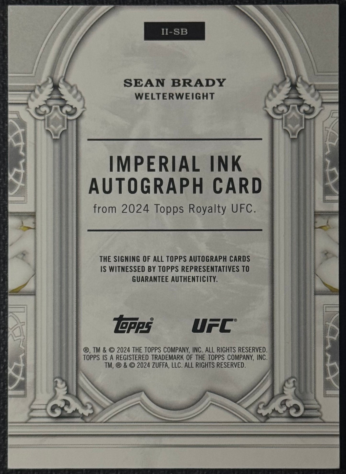 2024 Topps Royalty UFC Imperial Ink Autograph Sean Brady #II-SB Blue #/25