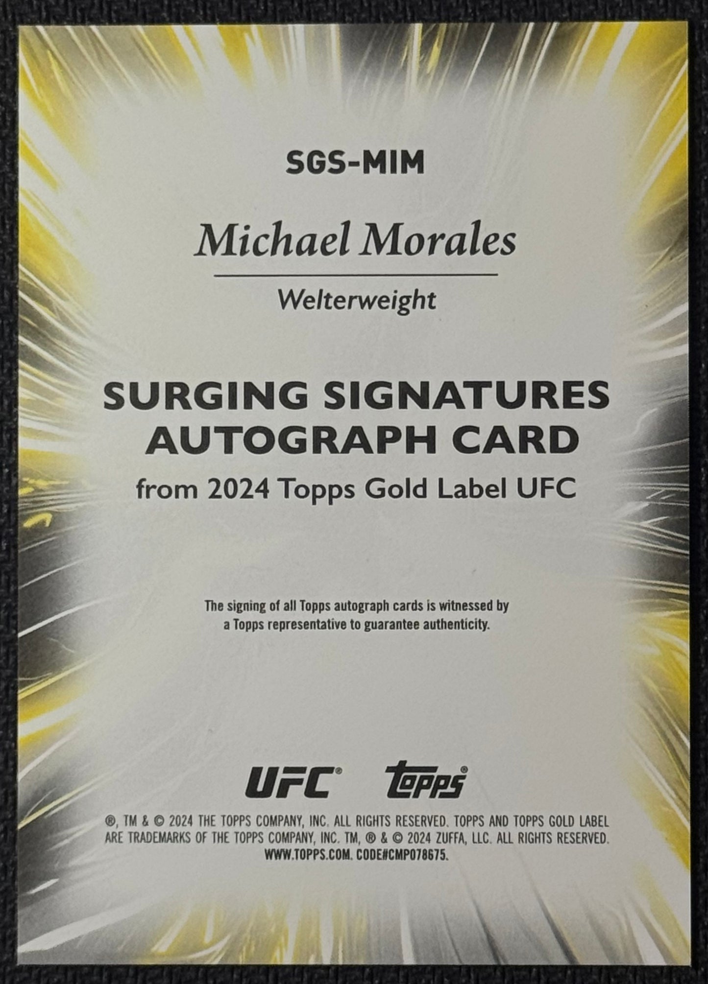 2024 Topps Gold Label UFC Michael Morales Surging Blue Auto #/99