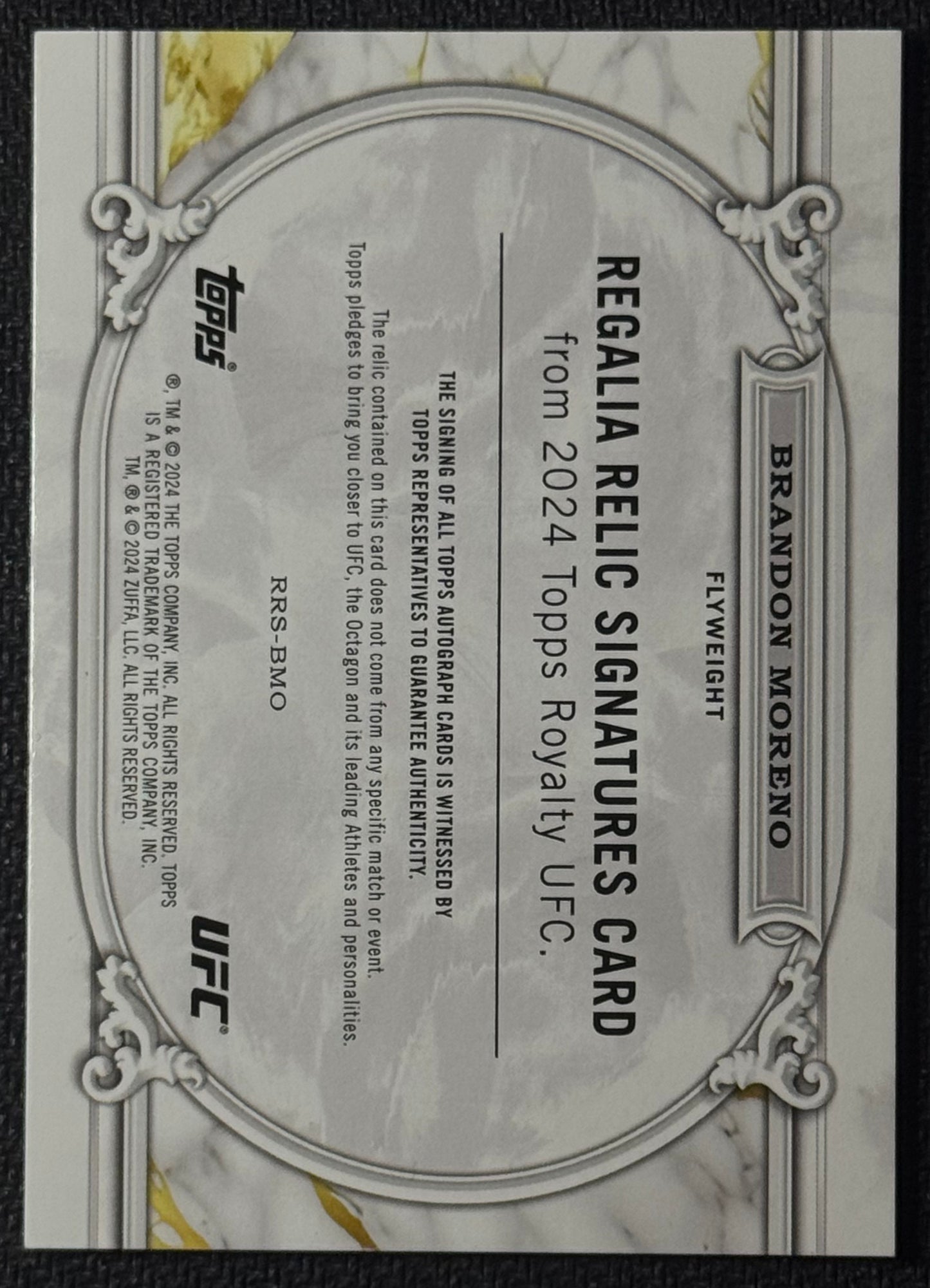 2024 Topps Royalty UFC Brandon Moreno Regalia Relic Signatures Patch Auto #/25