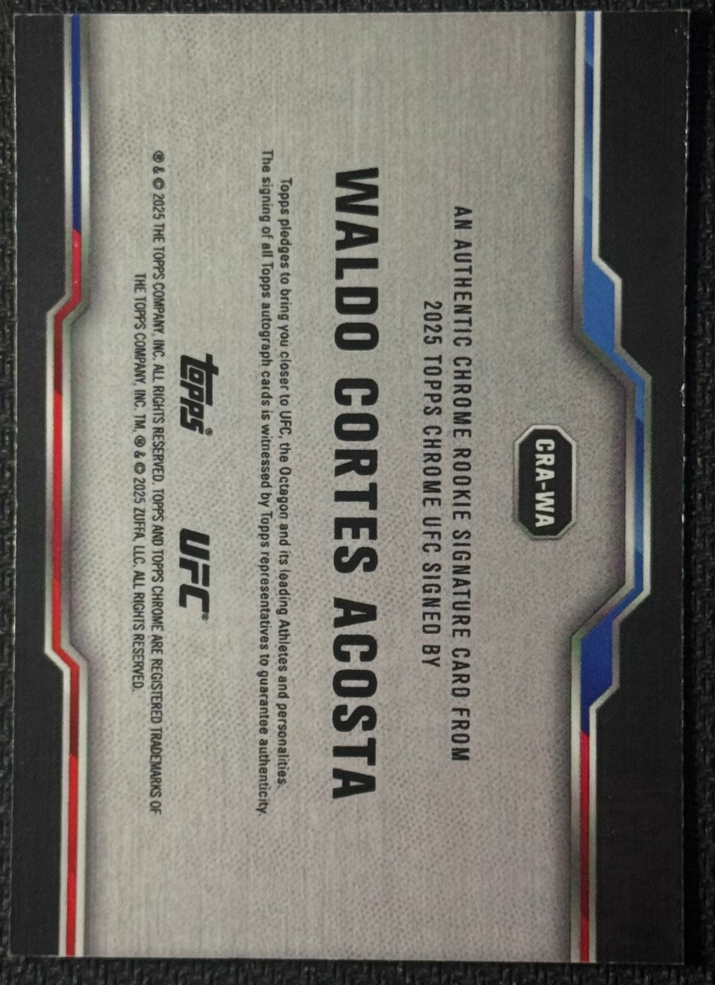 2025 Topps Chrome UFC Waldo Cortes Acosta #CRA-WA Rookie Autograph Blue #/150