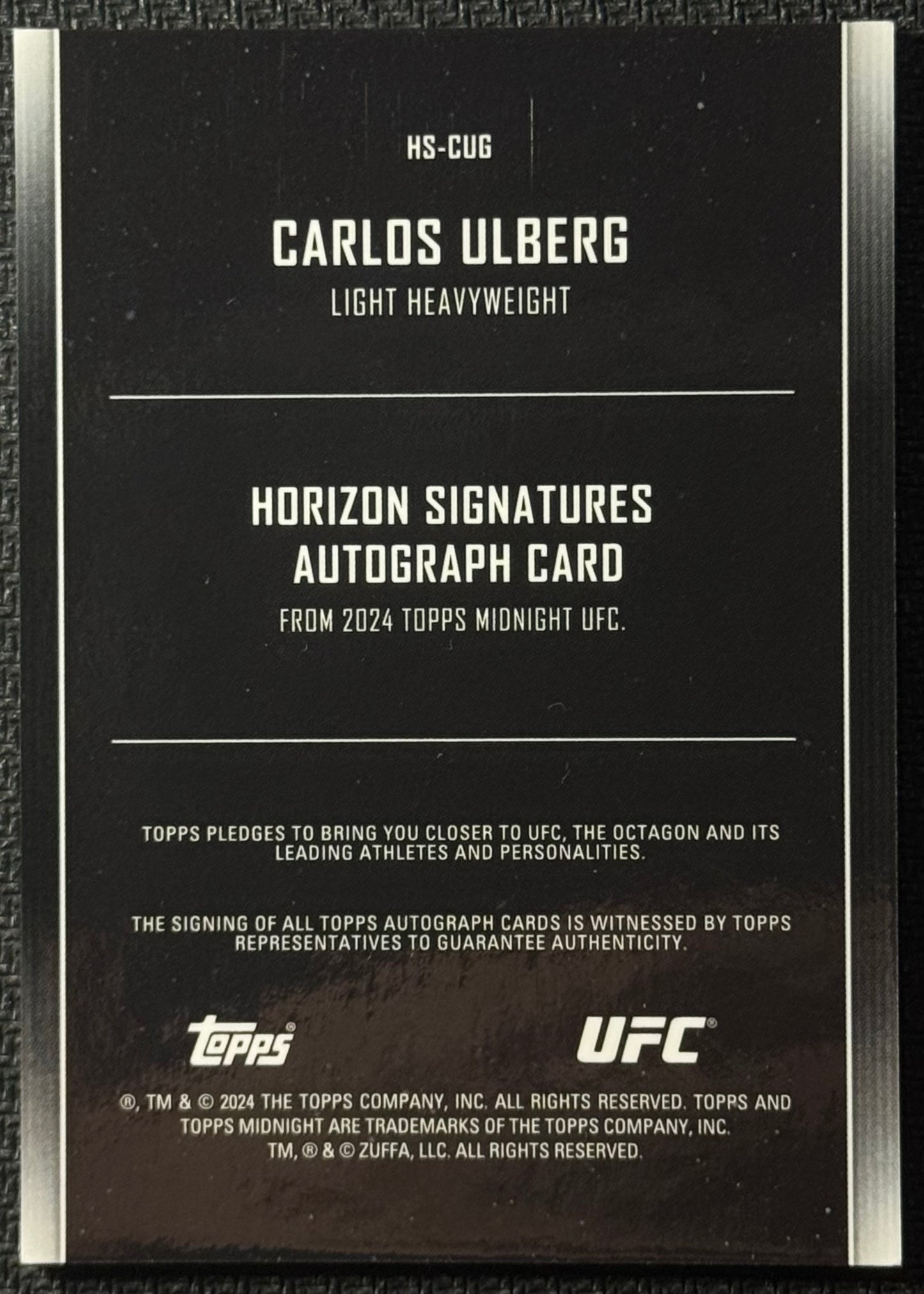 2024 Topps Midnight UFC Carlos Ulberg Horizon Signatures #HS-CUG