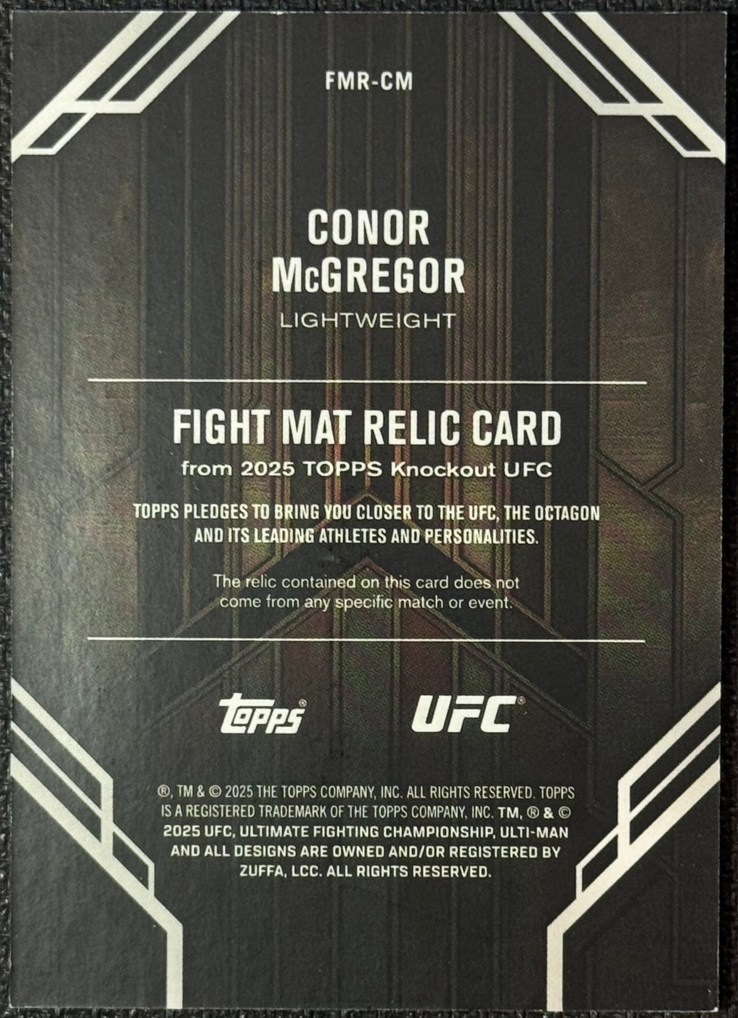 2025 Topps UFC Knockout Conor McGregor #FMR-CM Fight Mat Relic Red #/25
