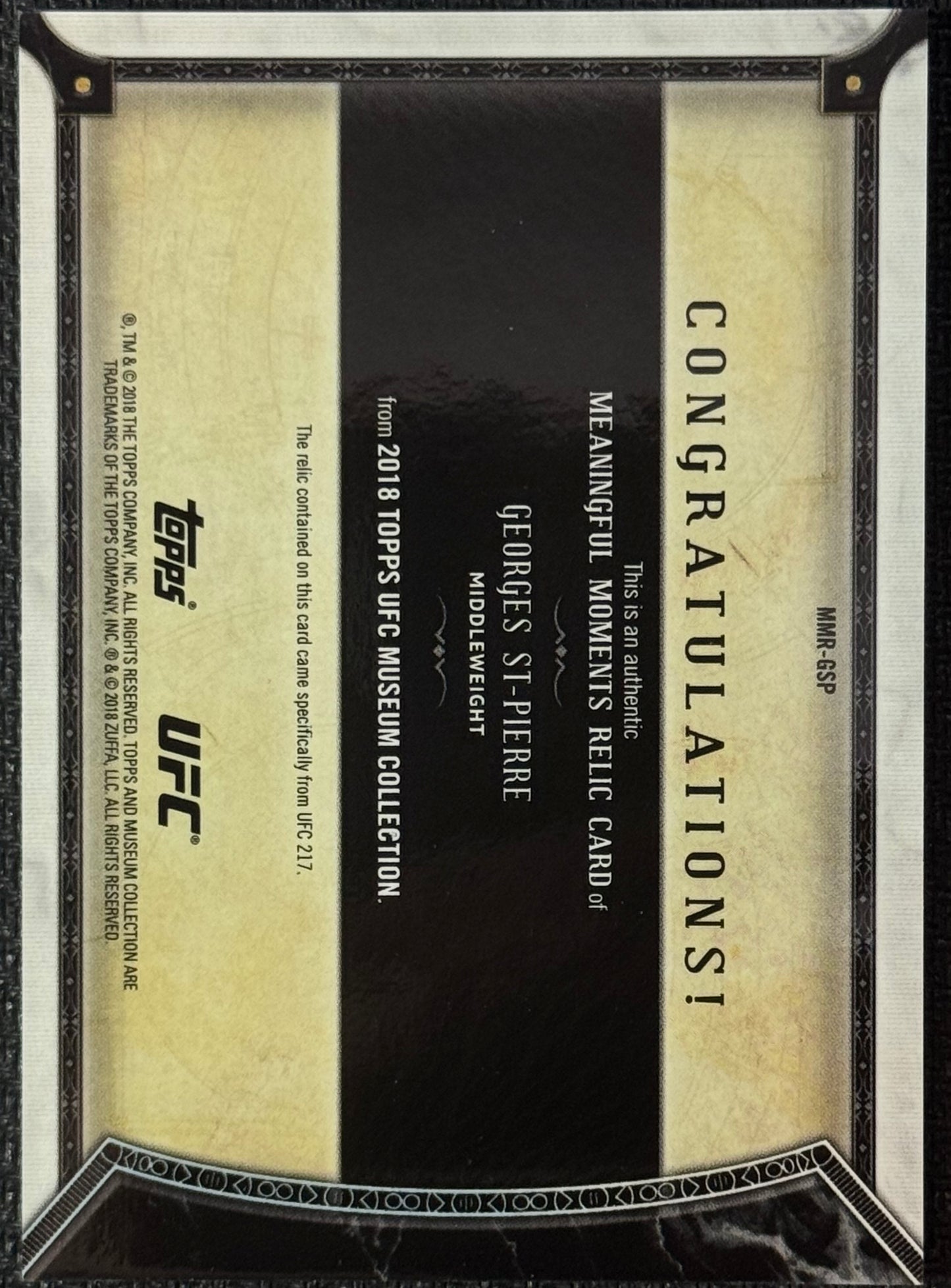 2018 Topps UFC Museum Collection Georges St Pierre Mat Relic #/35