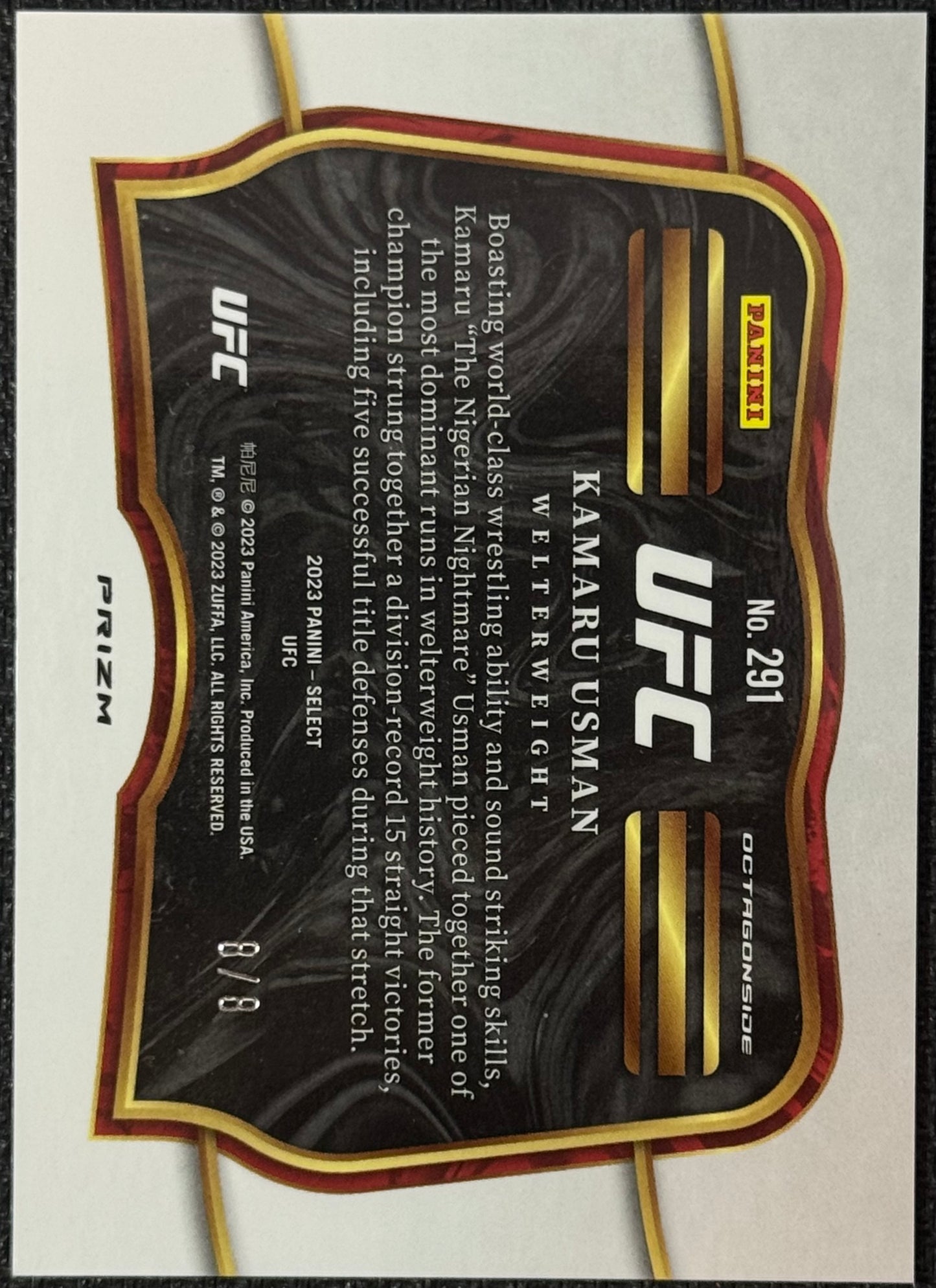 2023 Select UFC Kamaru Usman Cracked Ice Octagonside #/8