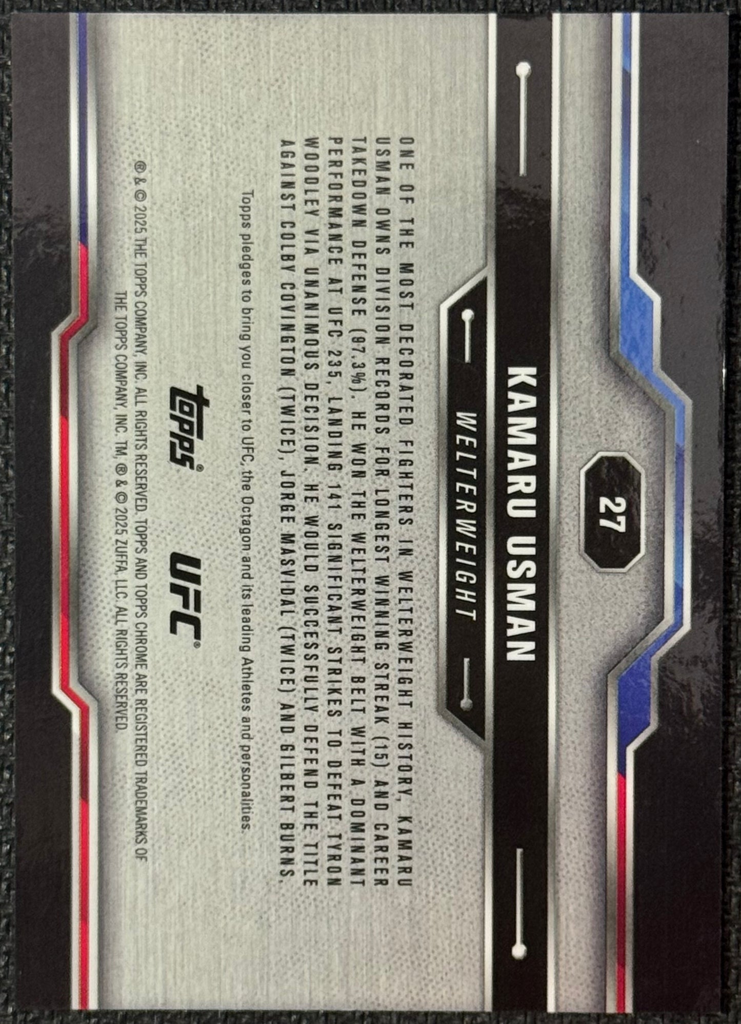 2025 Topps Chrome UFC Kamaru Usman Red Refractor #/5