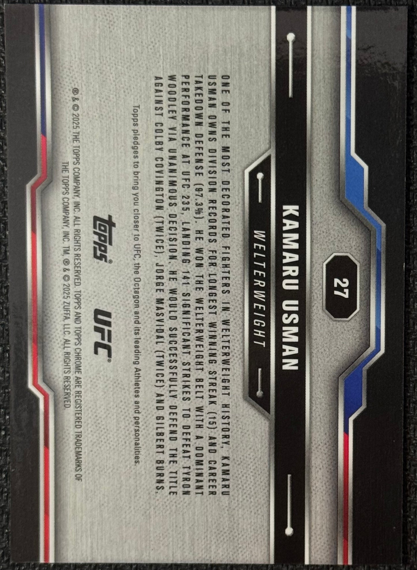 2025 Topps Chrome UFC Kamaru Usman Frozen Refractor #/-5