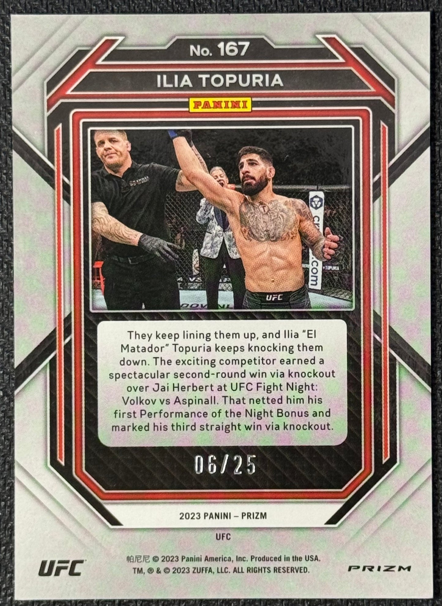 2023 Prizm UFC Ilia Topuria Undercard Blue Disco Prizm #/25