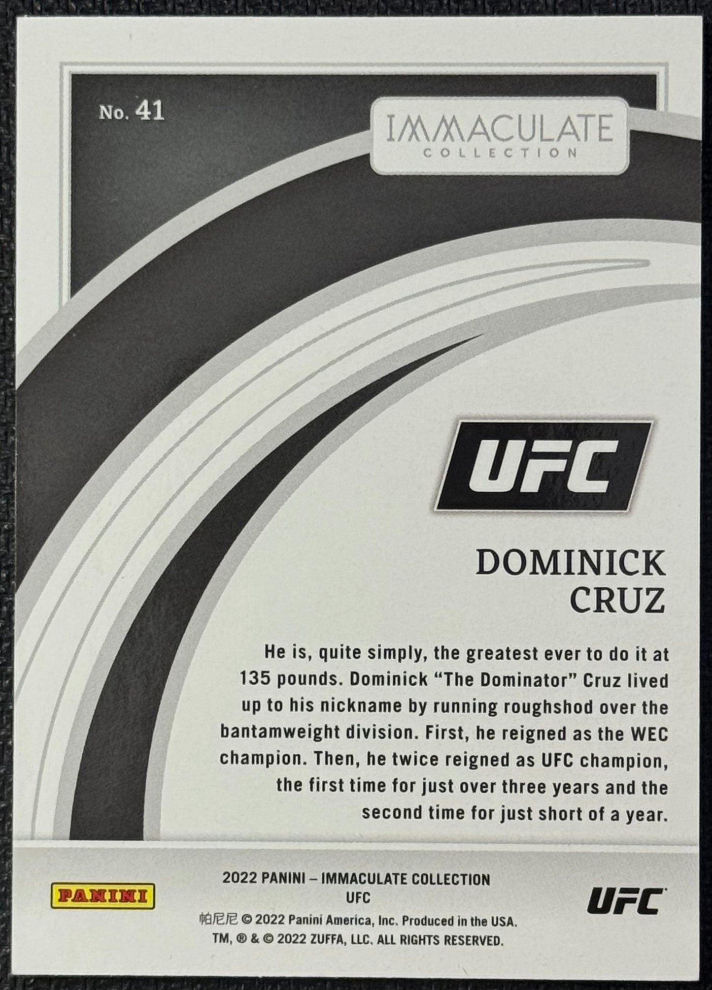 2022 Immaculate UFC Dominick Cruz Gold #/10