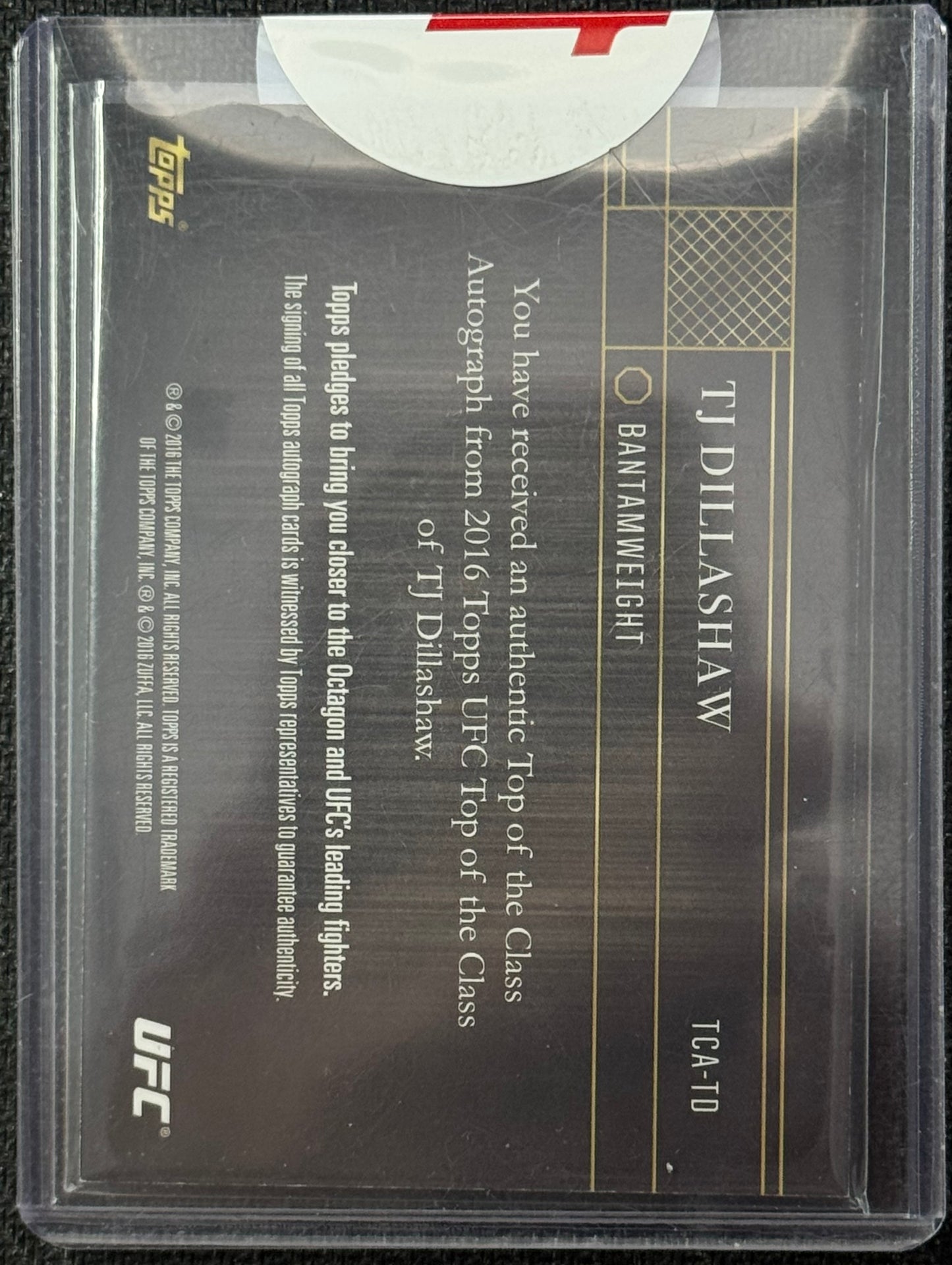 2016 Topps UFC Top of the Class TJ Dillashaw Autographs #/25