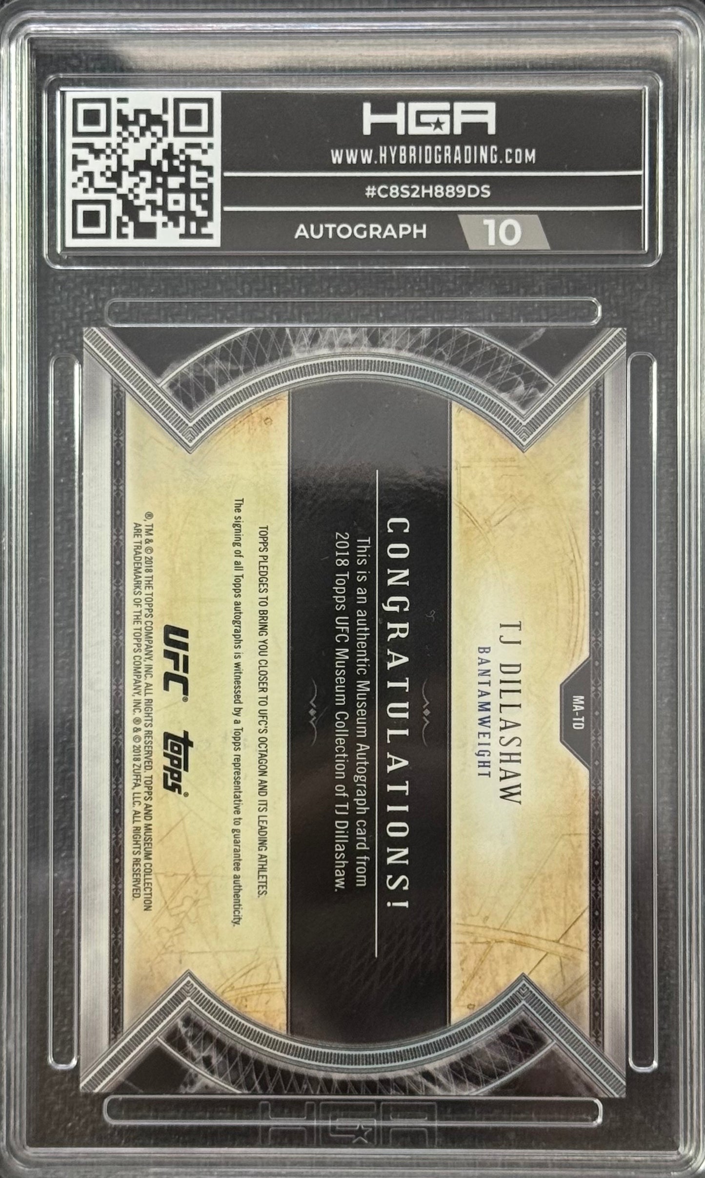 2018 Topps Museum Collection UFC TJ Dillashaw Emerald Autograph 1/1 HGA 9