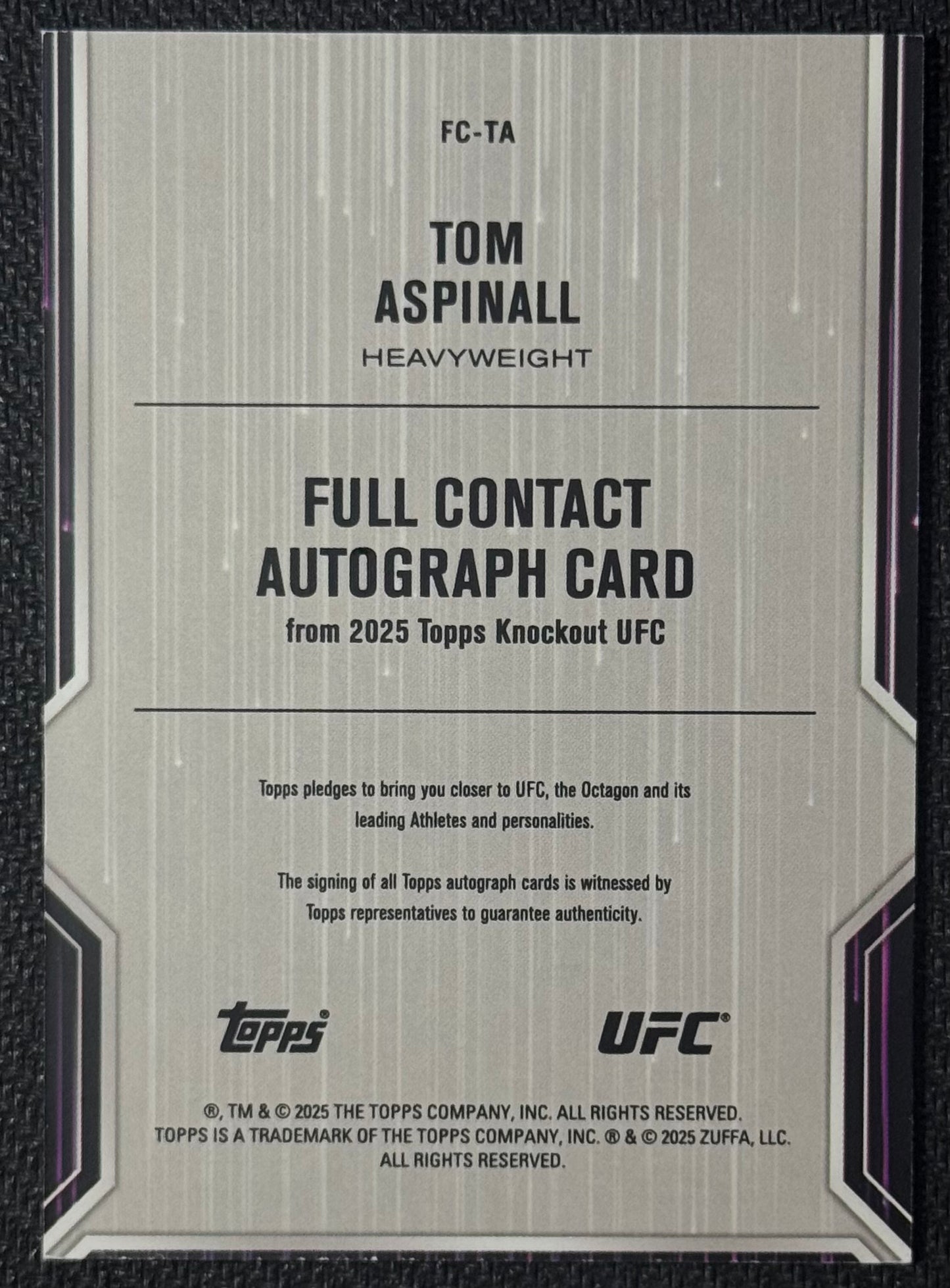 2025 Topps Knockout UFC Tom Aspinall Full Contact Auto #/299