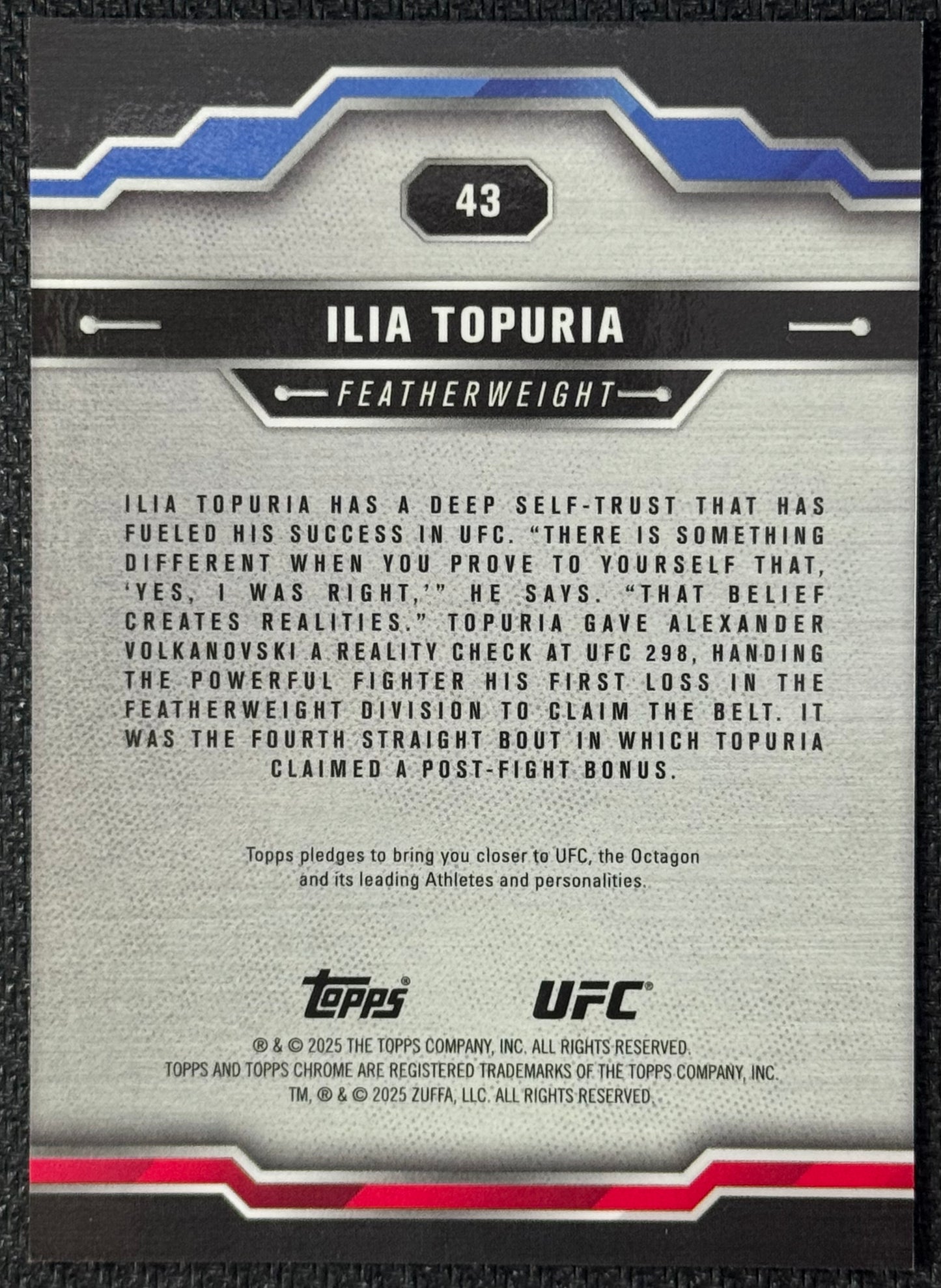 2025 Topps UFC Chrome Sapphire Ilia Topuria Refractor Gold #/50