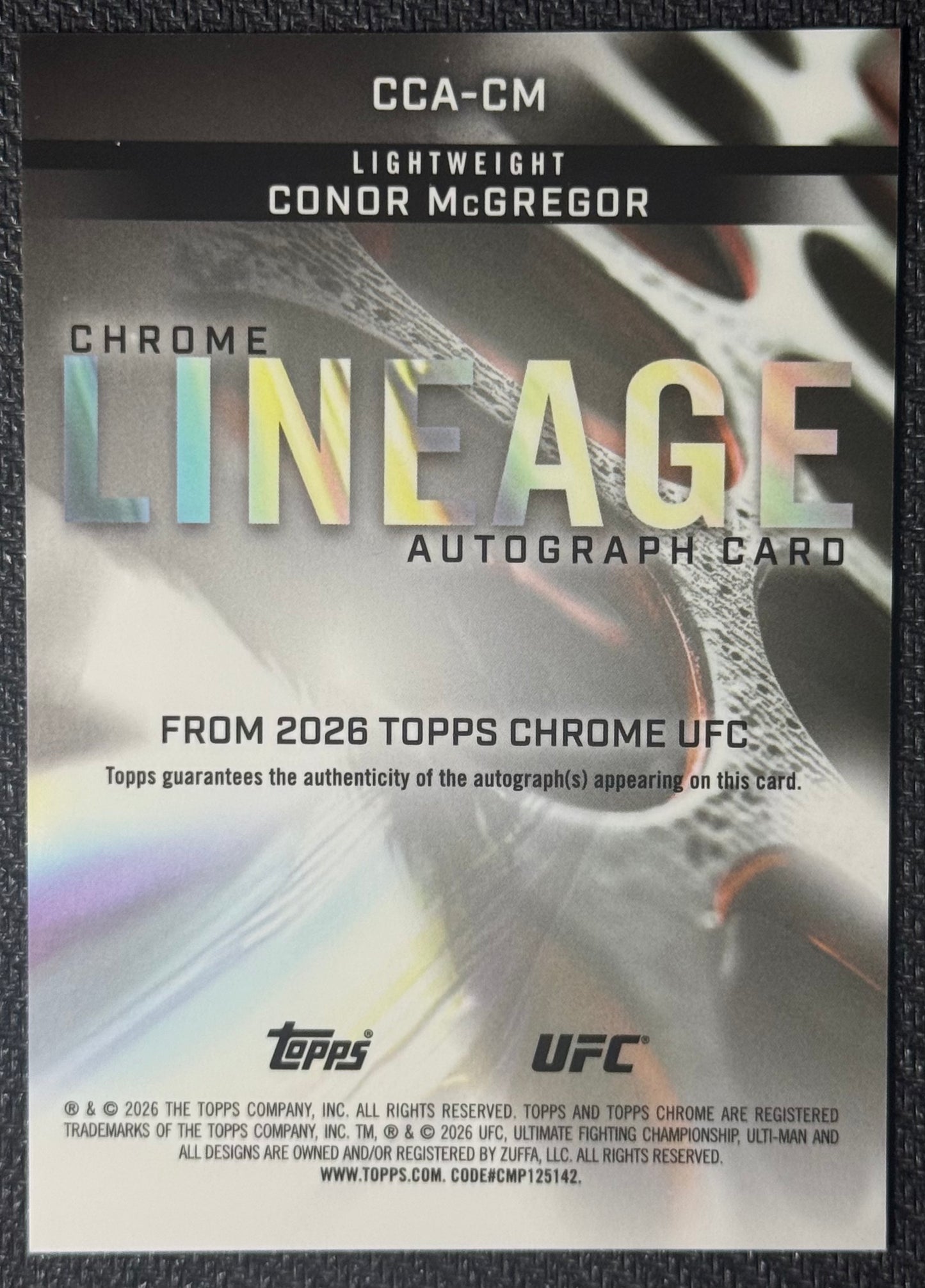 2026 Topps Chrome UFC Conor McGregor Lineage Autograph